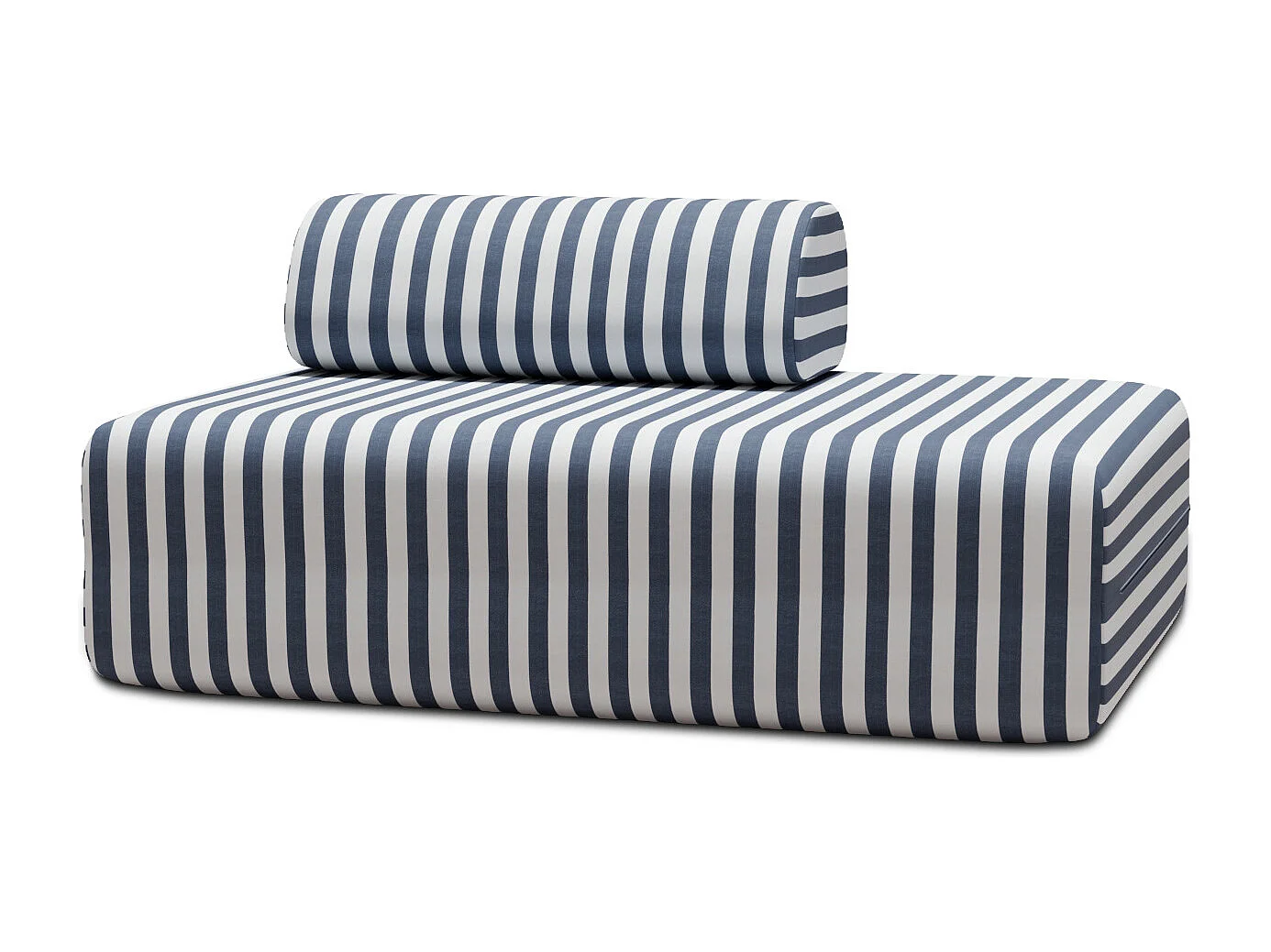 Canapé 2 places modulable - Tissu extérieur à rayures, blanc et bleu foncé