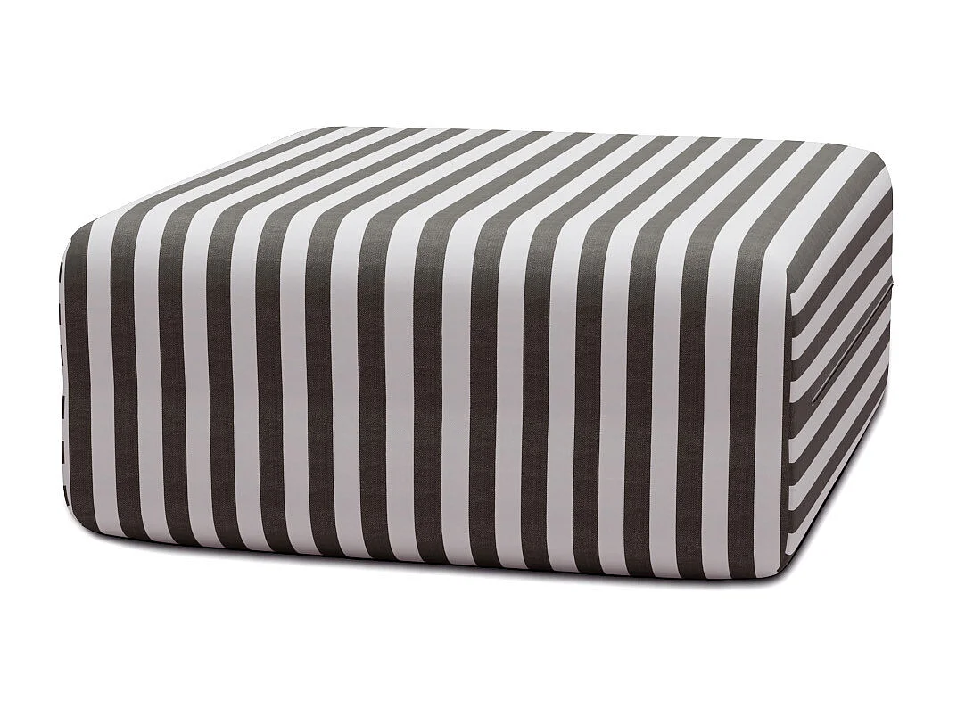 Pouf modulable - Tissu extérieur à rayures, blanc et gris anthracite