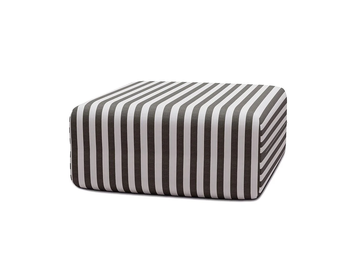 Pouf modulable - Tissu extérieur à rayures, blanc et gris anthracite