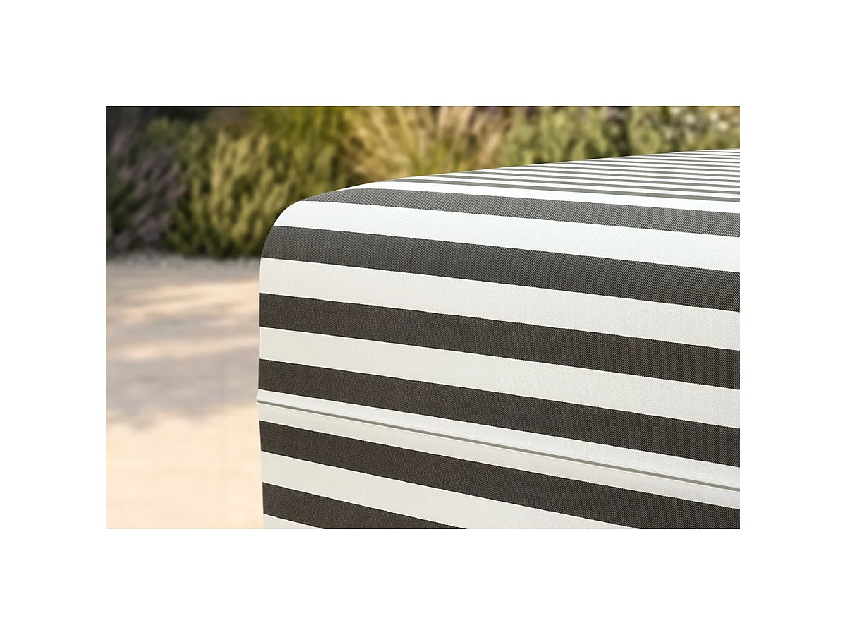 Pouf modulable - Tissu extérieur à rayures, blanc et gris anthracite