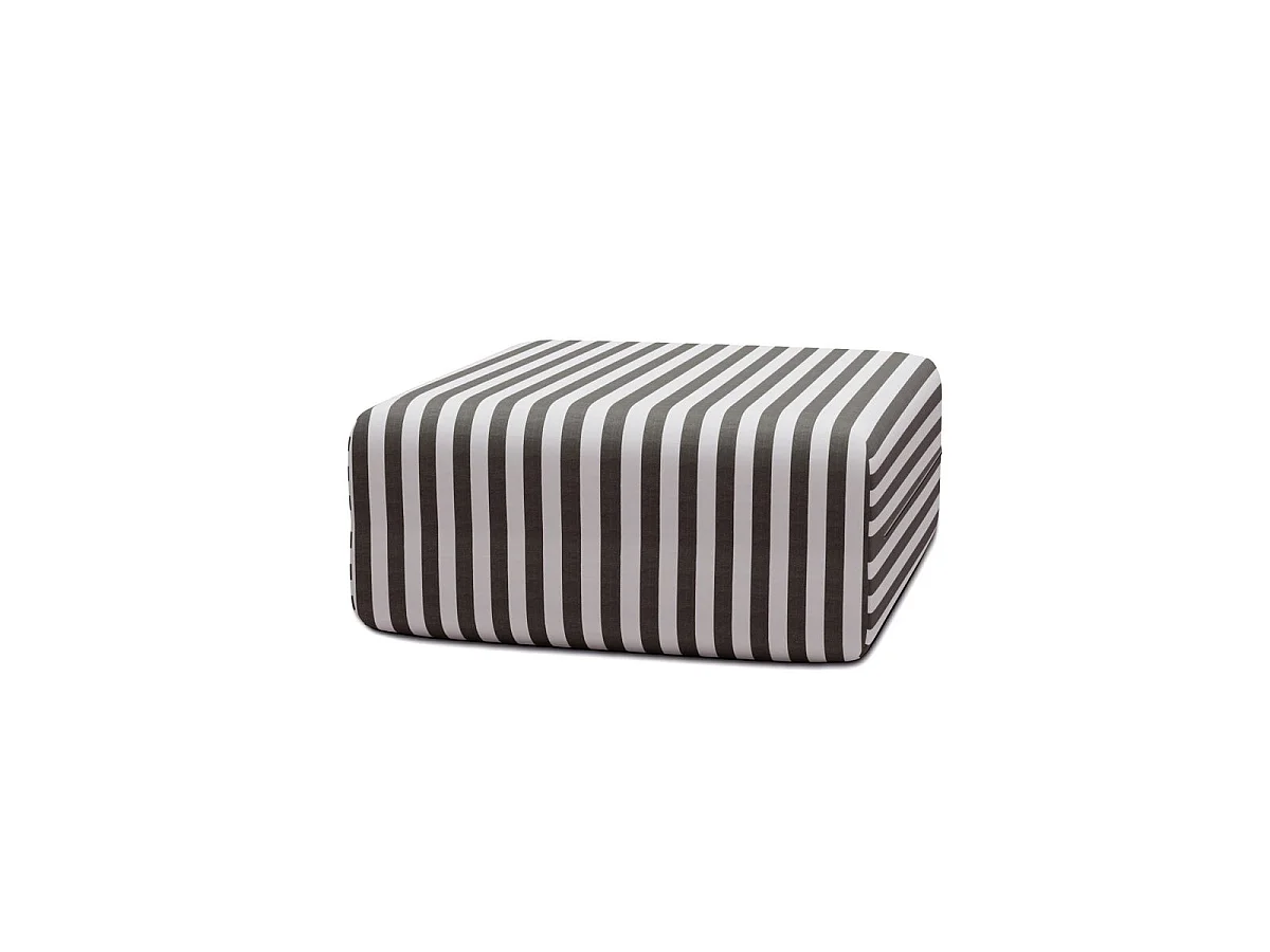 Pouf modulable - Tissu extérieur à rayures, blanc et gris anthracite