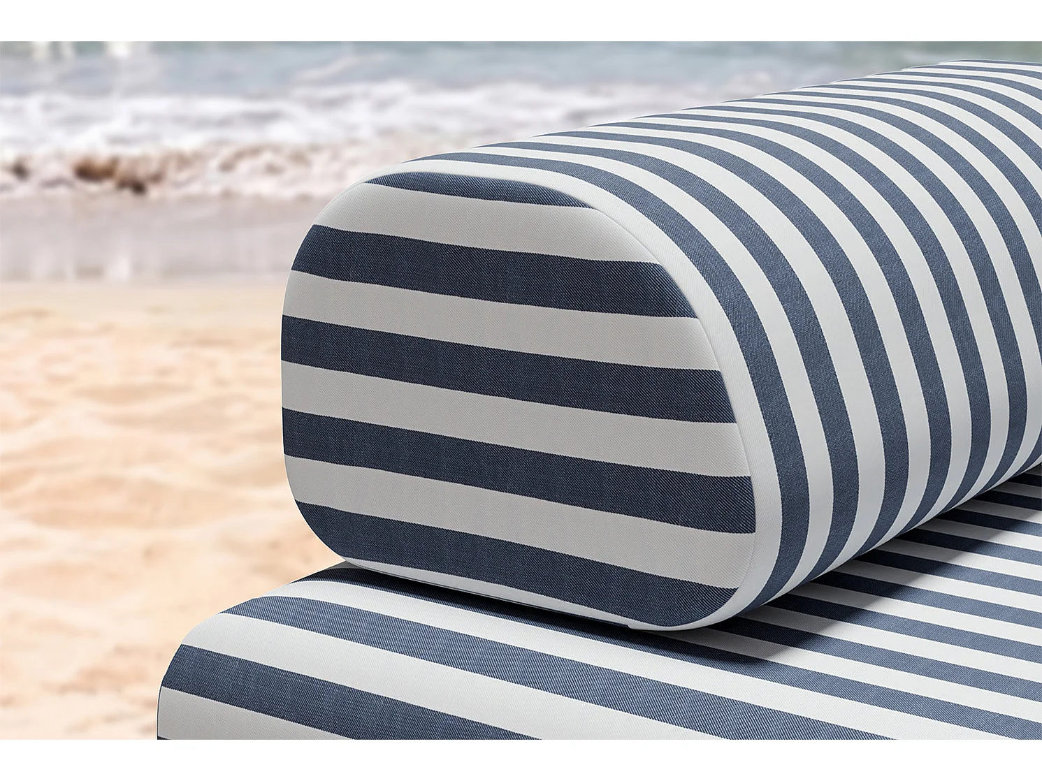 Fauteuil modulable - Tissu extérieur à rayures, blanc et bleu foncé