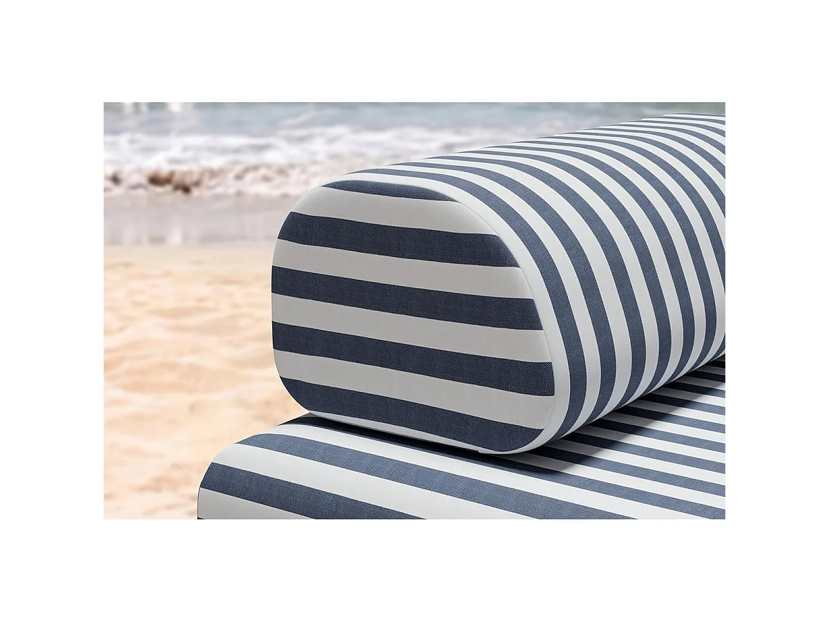 Fauteuil modulable - Tissu extérieur à rayures, blanc et bleu foncé
