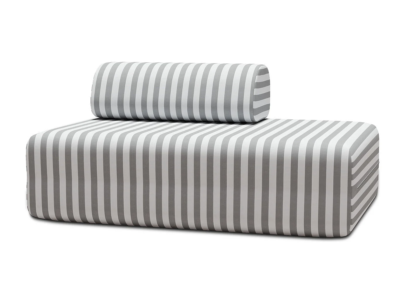 Canapé 2 places modulable - Tissu extérieur à rayures, blanc et gris
