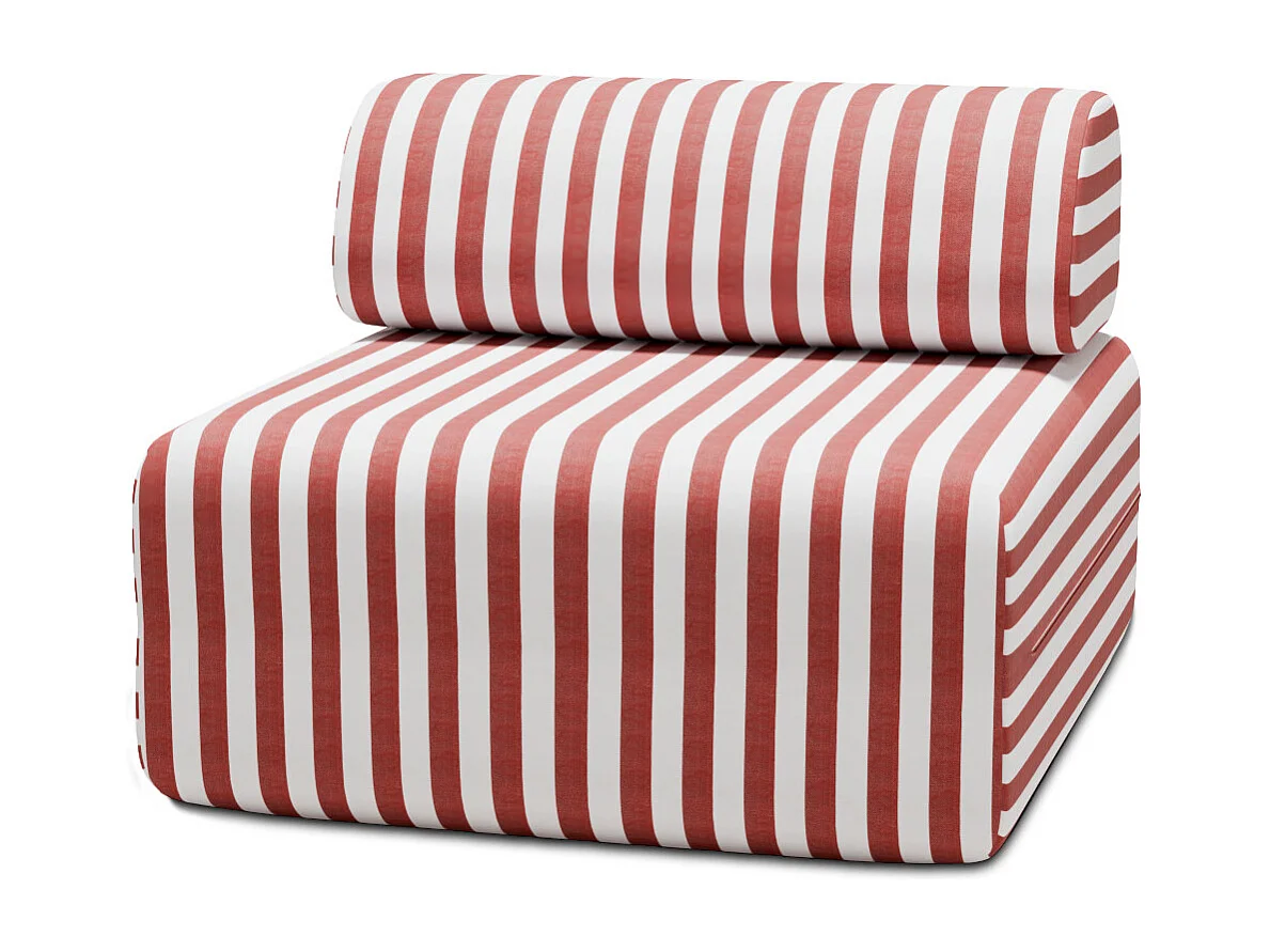 Fauteuil modulable - Tissu extérieur à rayures, blanc et rouge