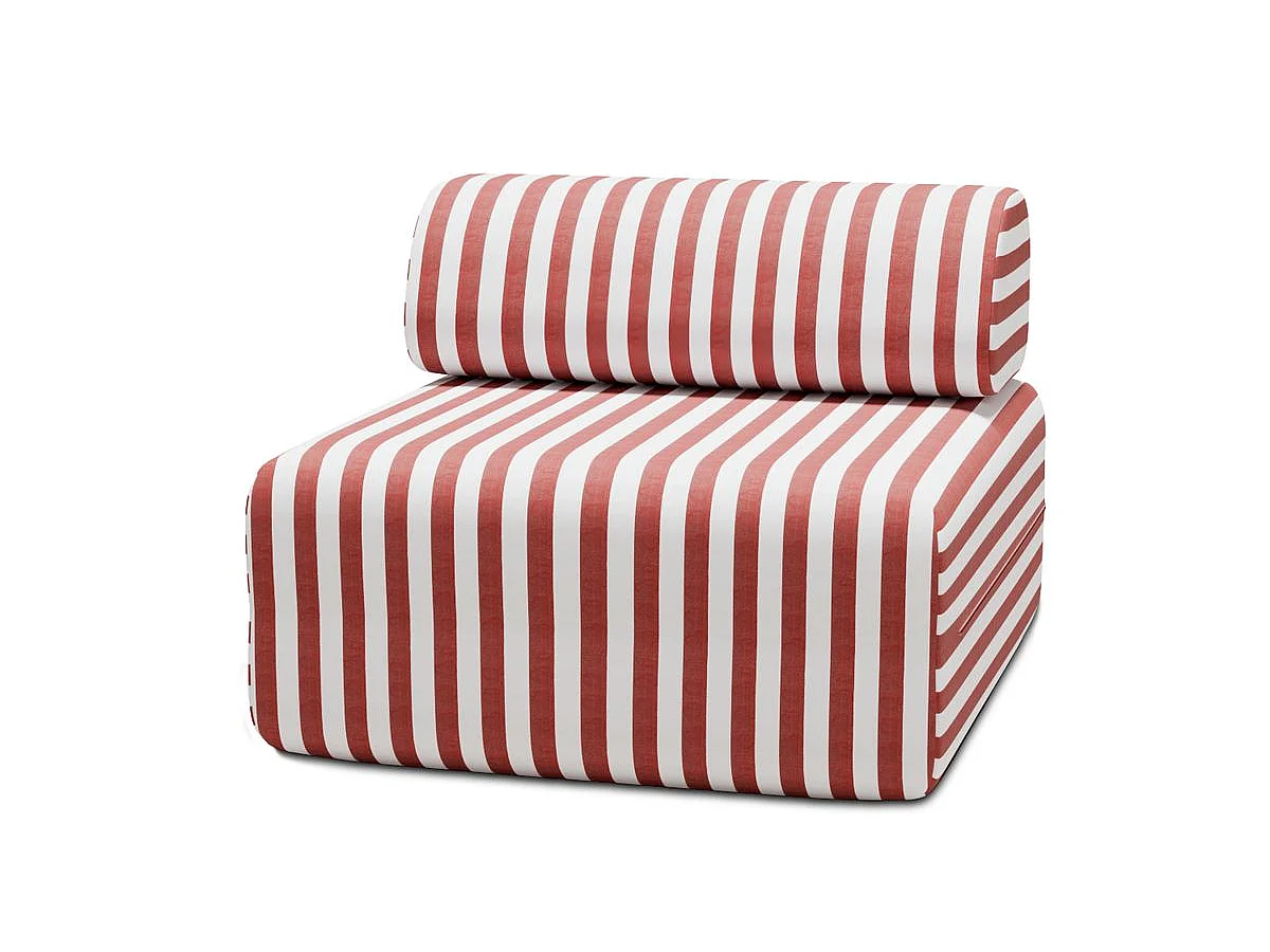 Fauteuil modulable - Tissu extérieur à rayures, blanc et rouge