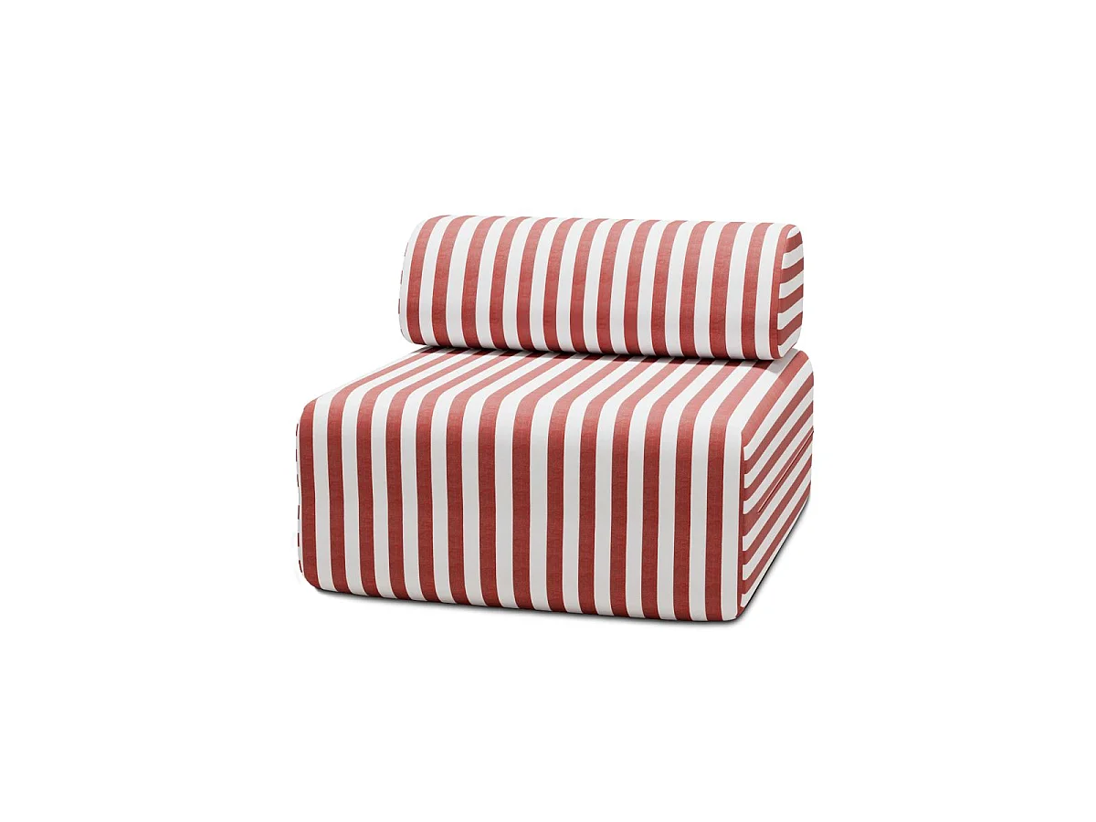 Gestreepte buitenfauteuil, wit en rood