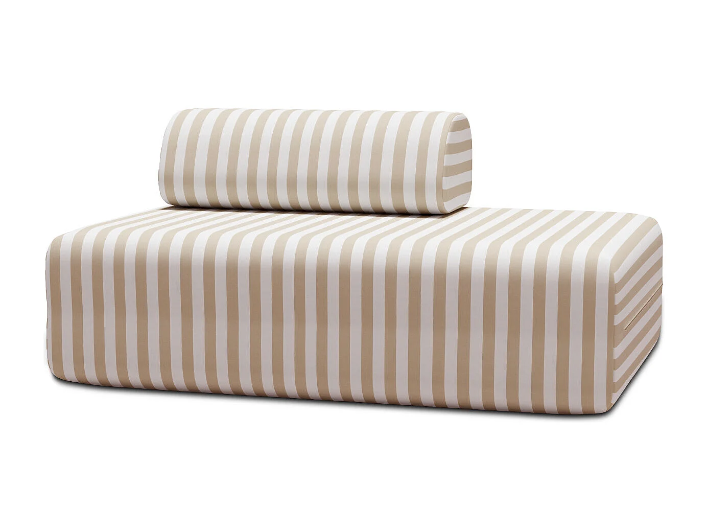 Canapé 2 places modulable - Tissu extérieur à rayures, blanc et beige