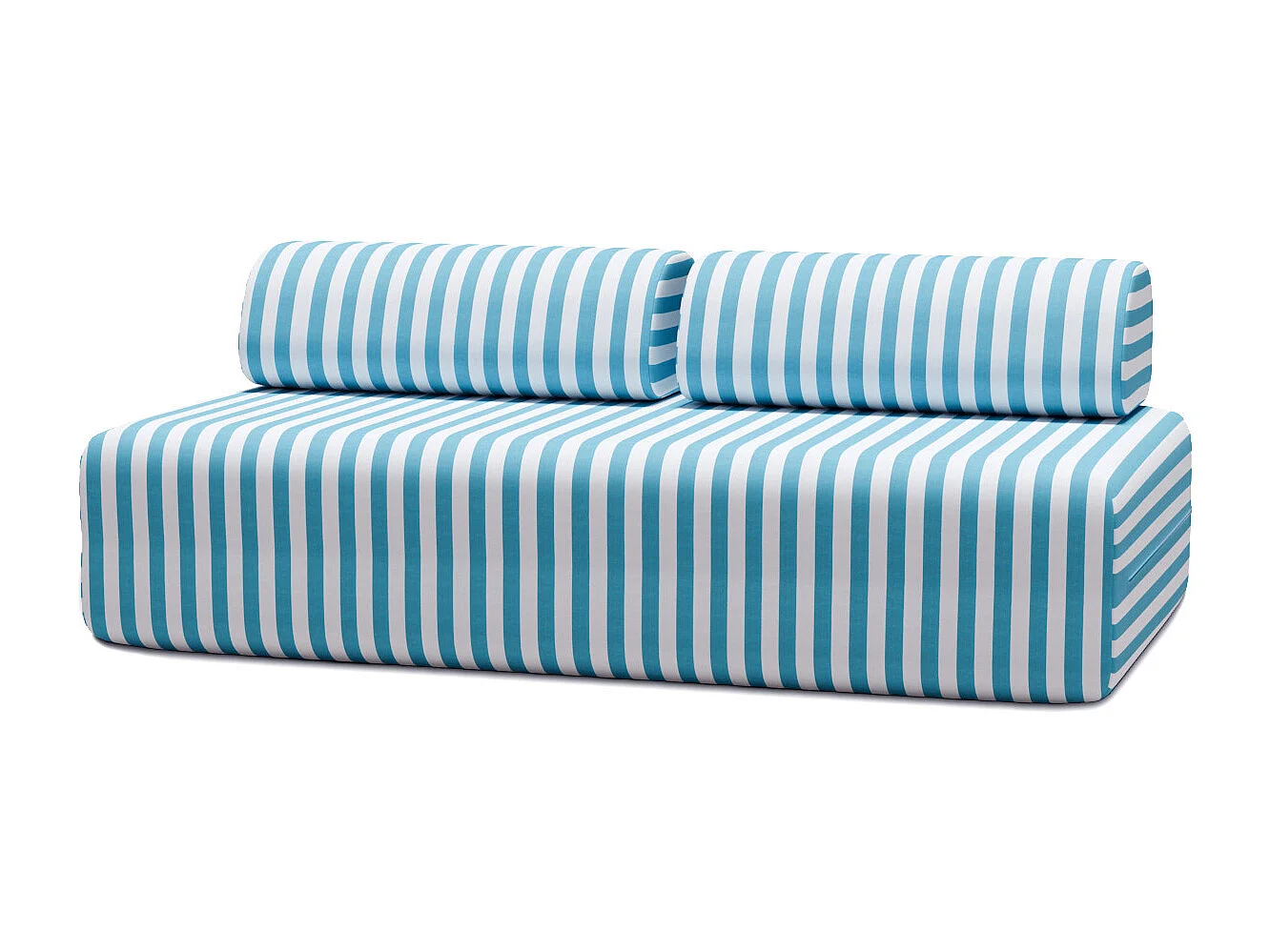 Canapé 3 places modulable - Tissu extérieur à rayures, blanc et bleu