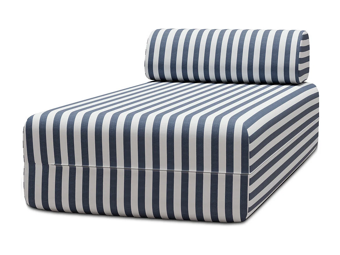 Méridienne modulable - Tissu extérieur à rayures, blanc et bleu foncé