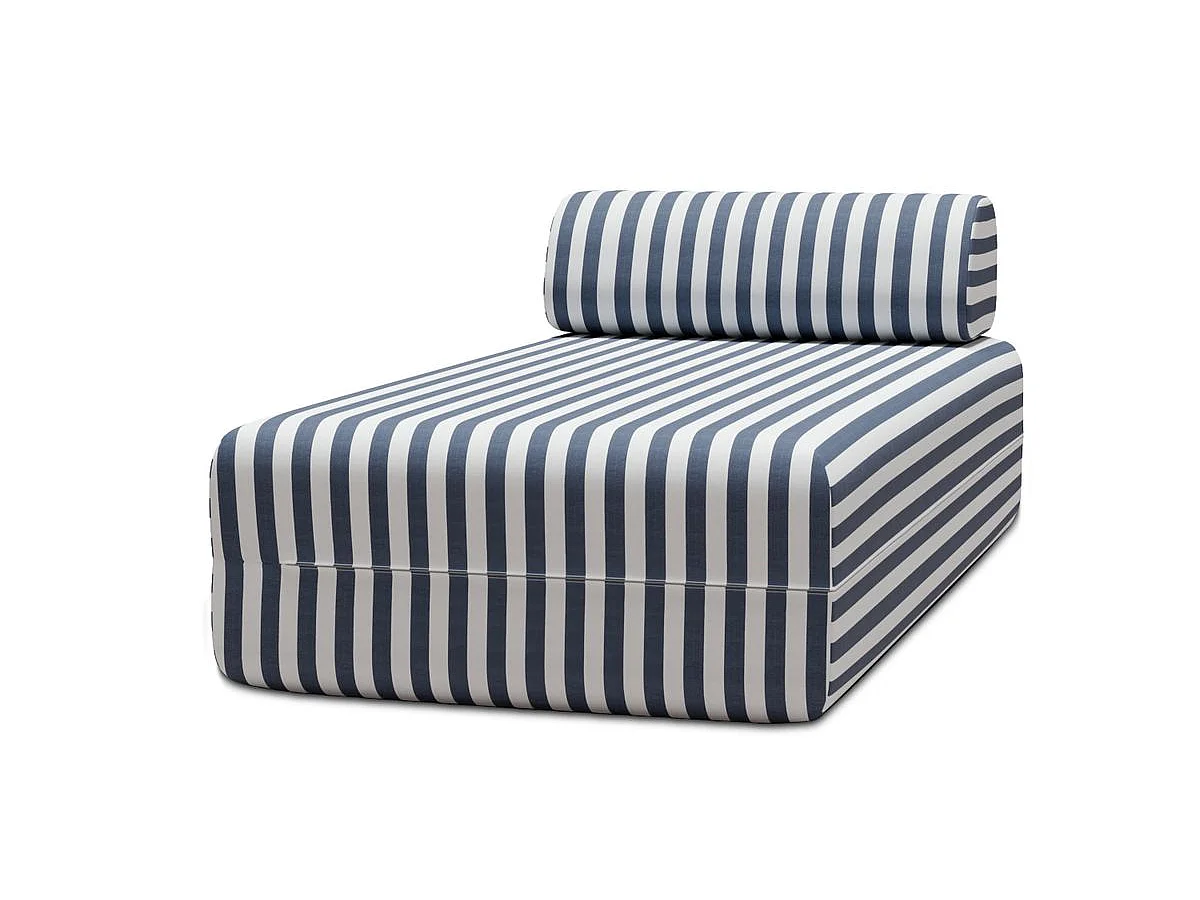 Méridienne modulable - Tissu extérieur à rayures, blanc et bleu foncé