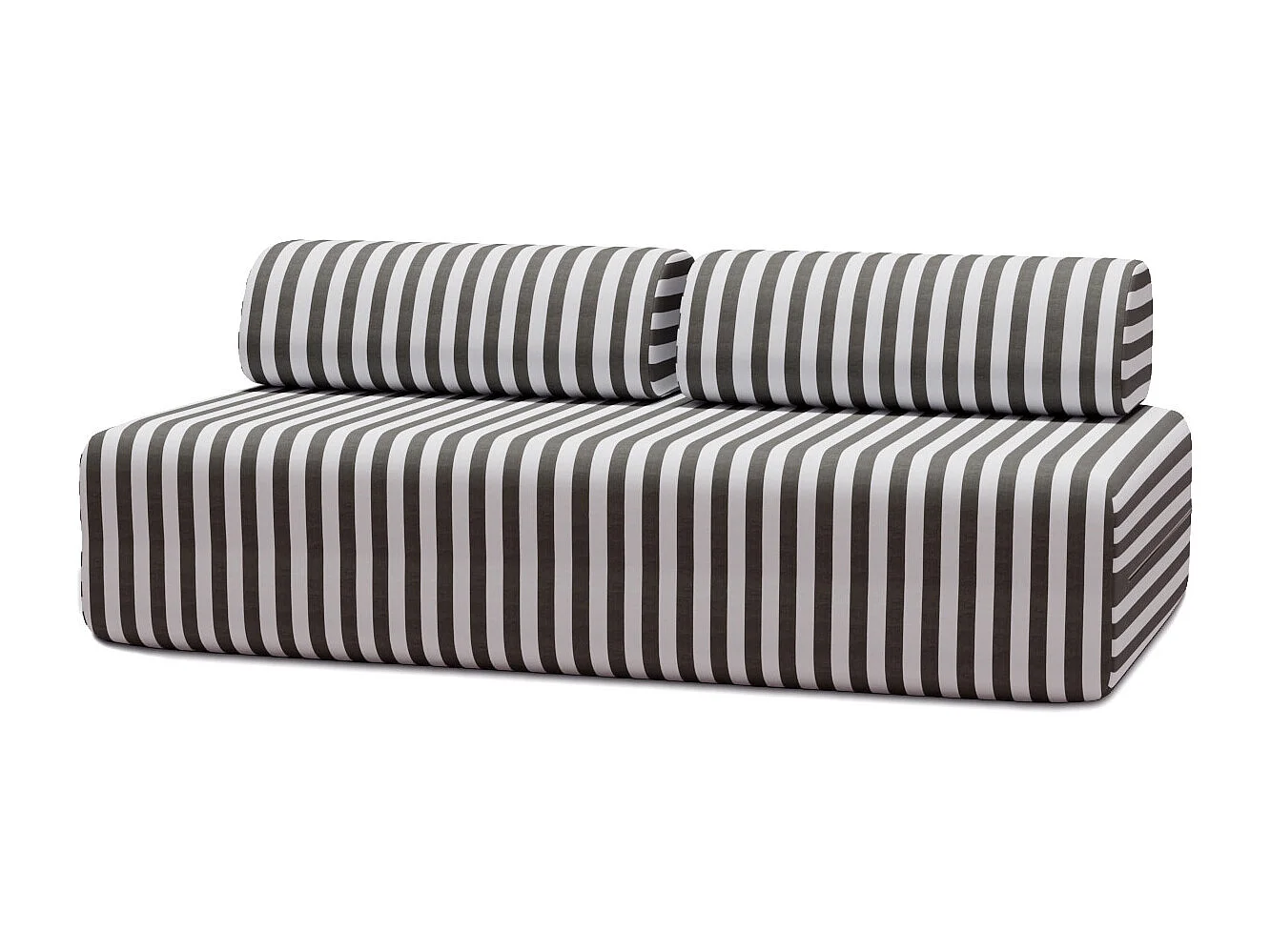 Canapé 3 places modulable - Tissu extérieur à rayures, blanc et gris anthracite