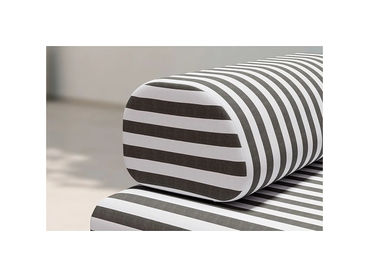 Canapé 3 places modulable - Tissu extérieur à rayures, blanc et gris anthracite