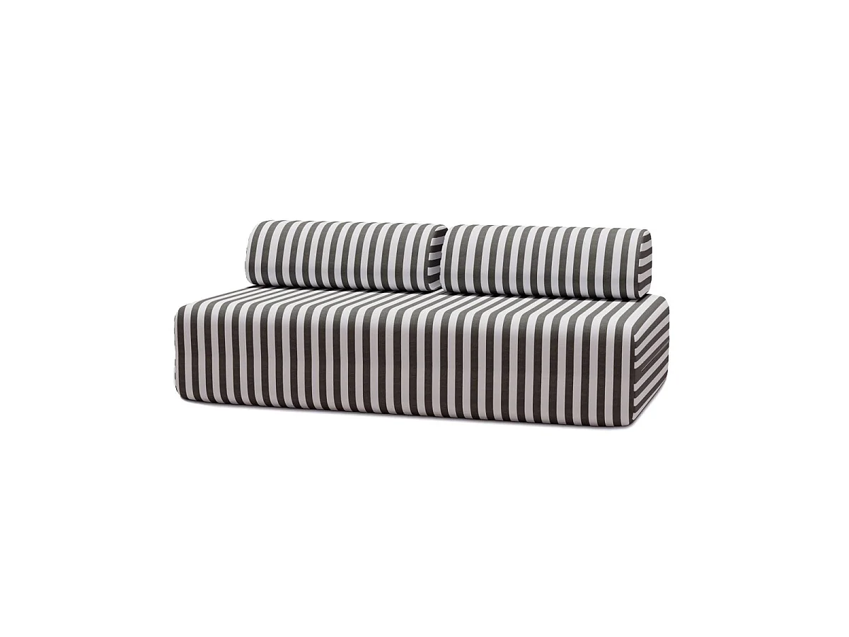 Canapé 3 places modulable - Tissu extérieur à rayures, blanc et gris anthracite