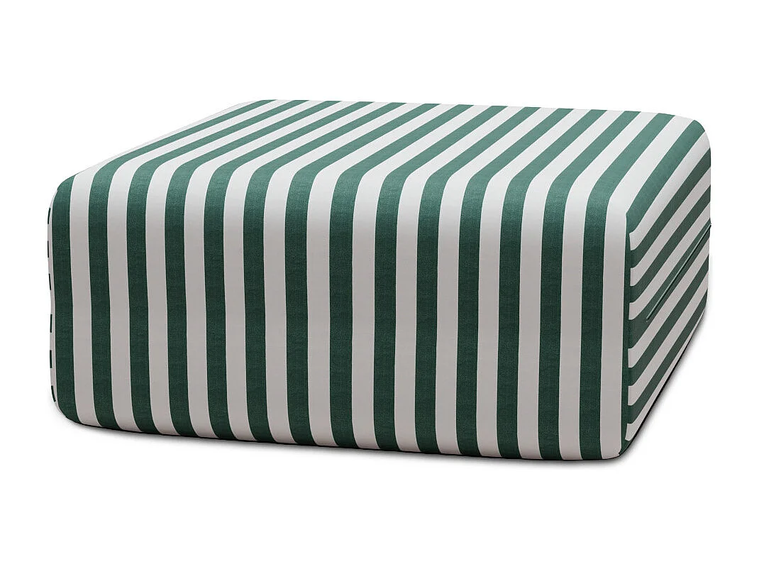 Pouf modulable - Tissu extérieur à rayures, blanc et vert foncé
