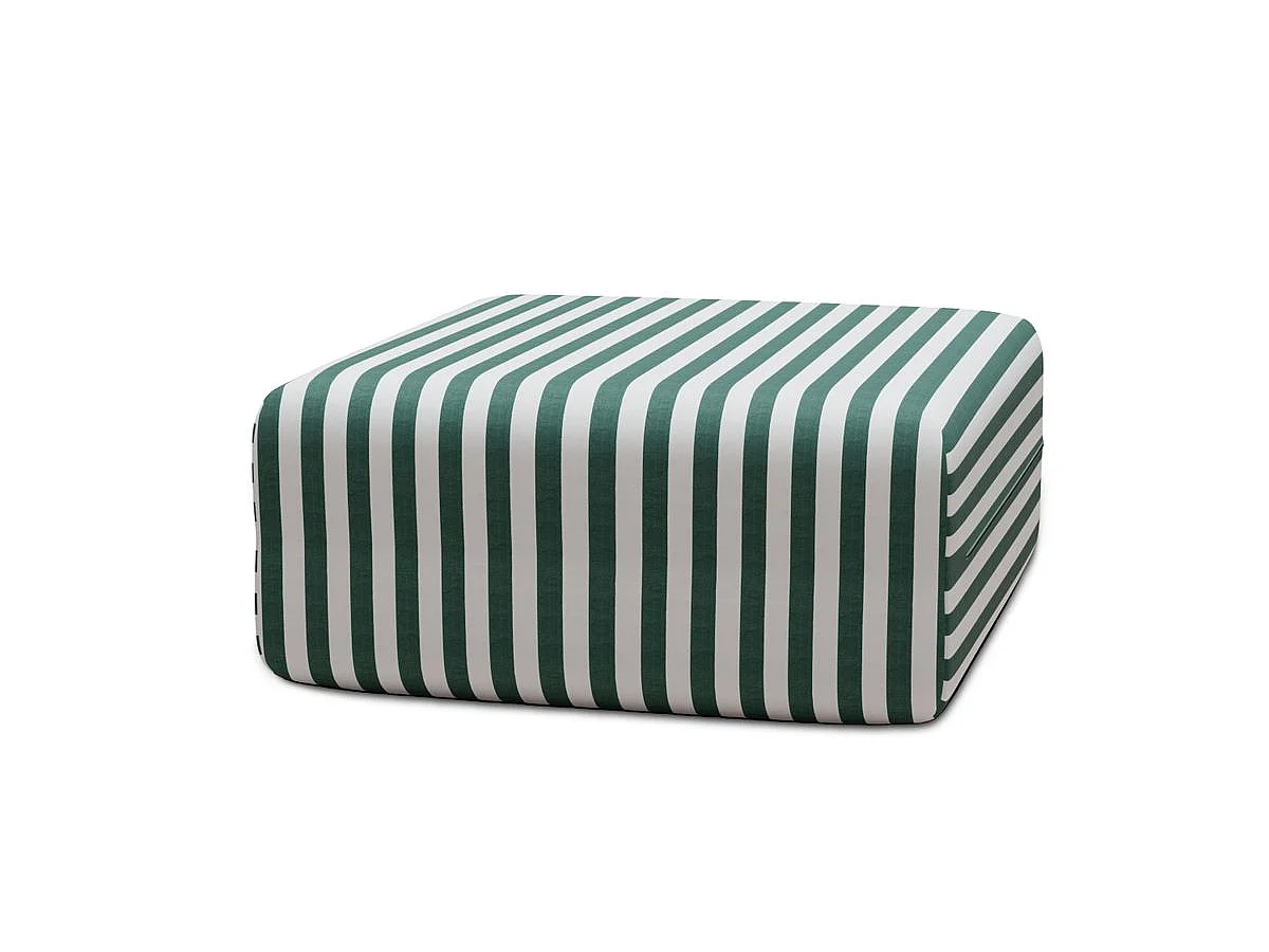 Pouf modulable - Tissu extérieur à rayures, blanc et vert foncé
