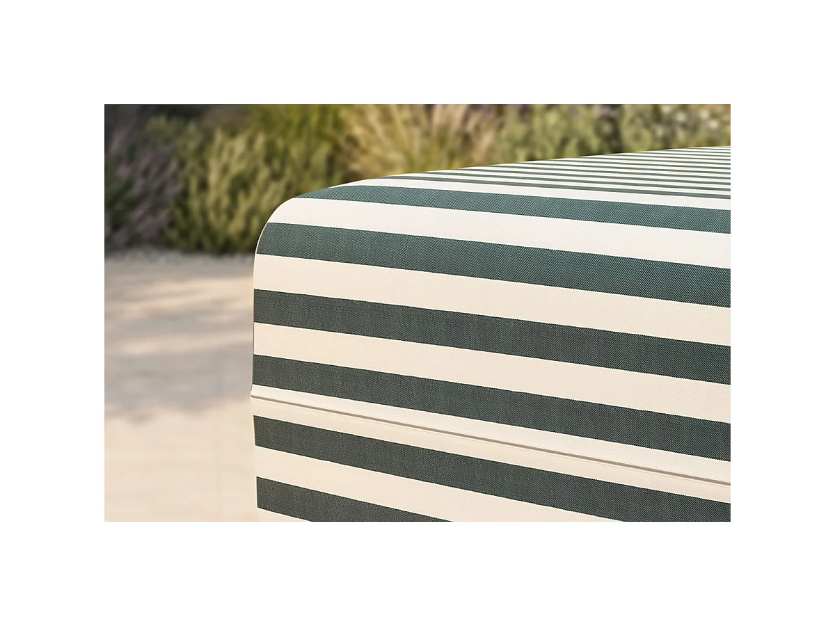 Pouf modulable - Tissu extérieur à rayures, blanc et vert foncé