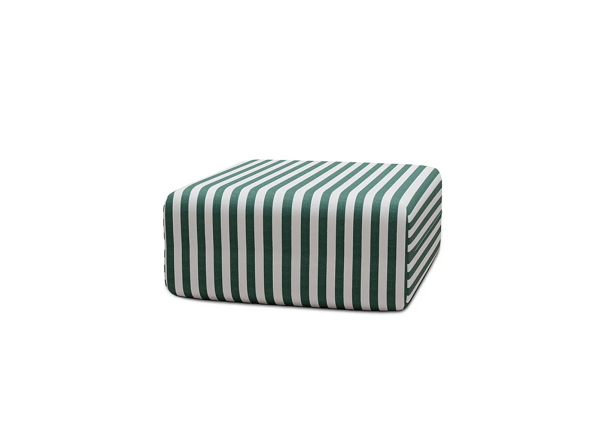 Pouf modulable - Tissu extérieur à rayures, blanc et vert foncé