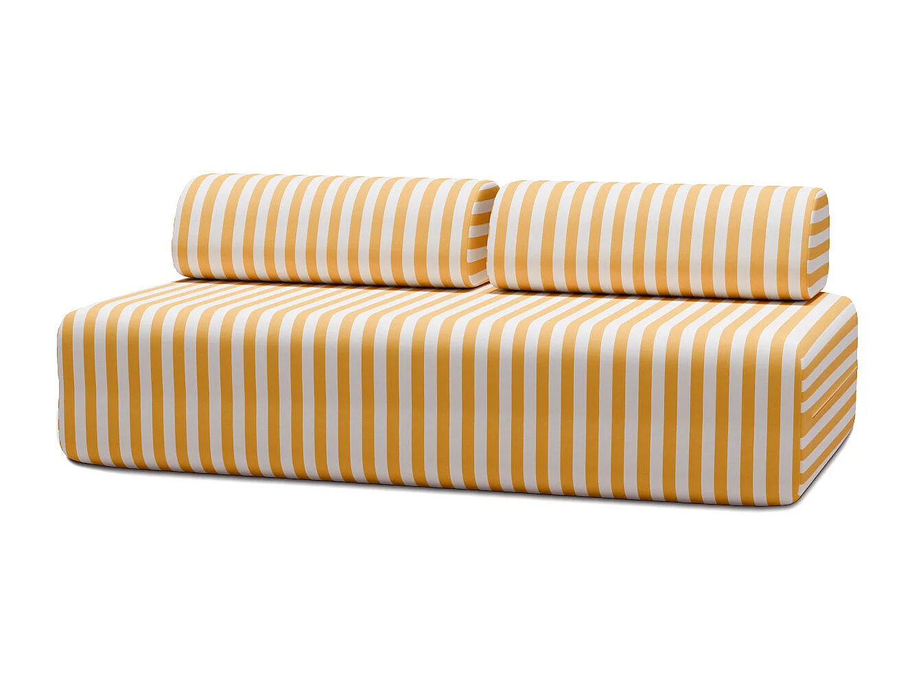 Canapé 3 places modulable - Tissu extérieur à rayures, blanc et jaune