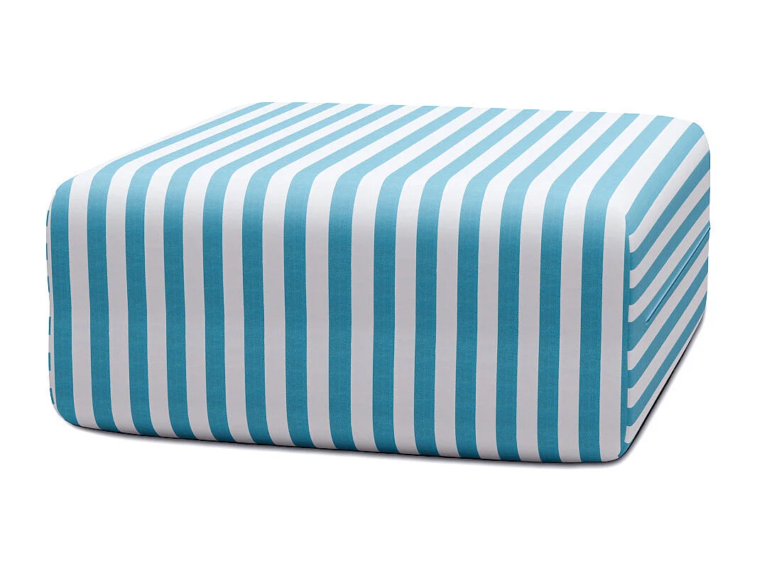 Pouf modulable - Tissu extérieur à rayures, blanc et bleu