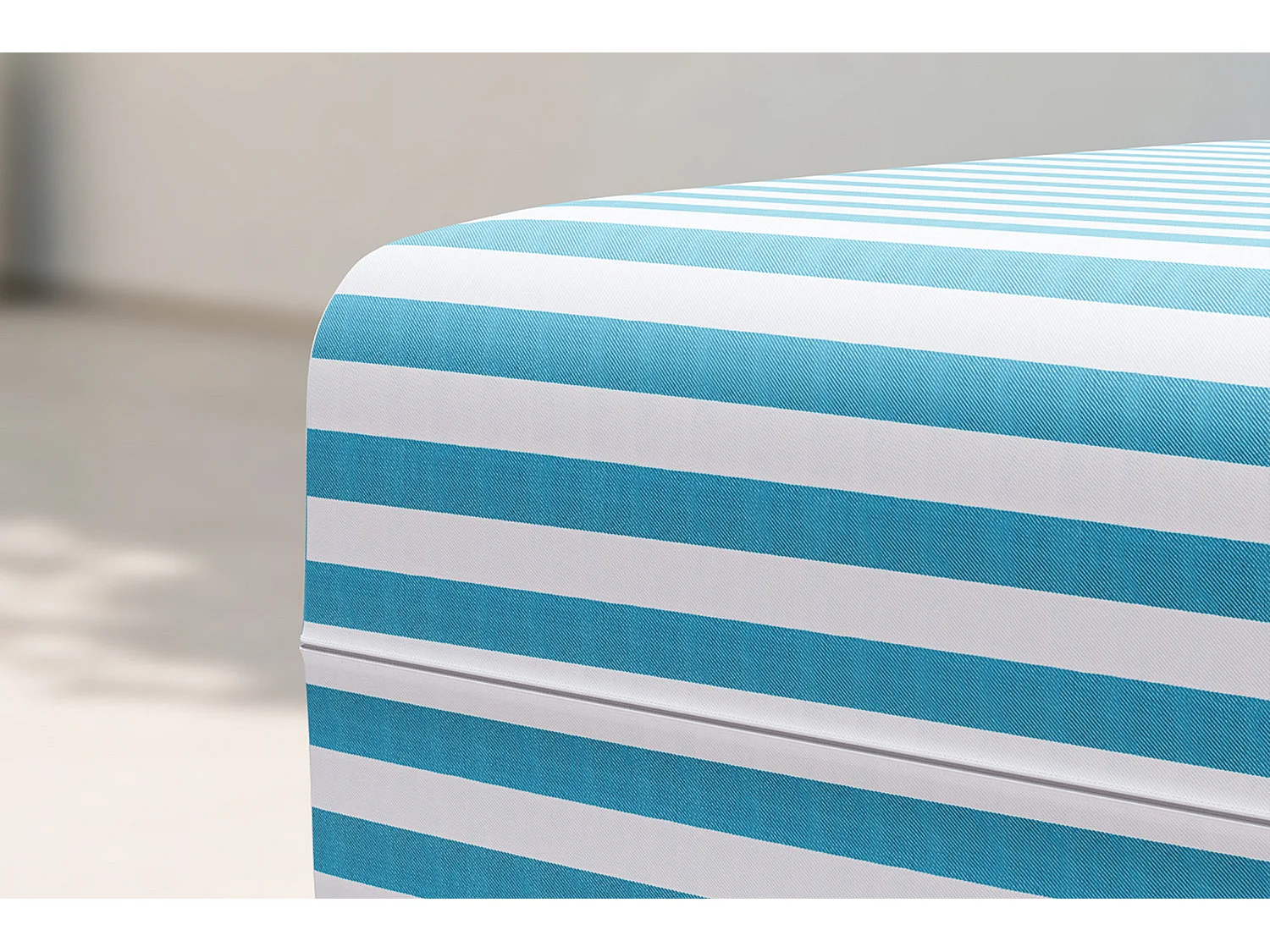 Pouf modulable - Tissu extérieur à rayures, blanc et bleu