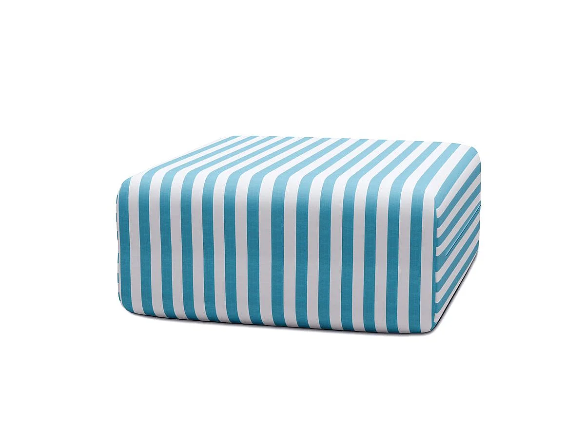 Pouf modulable - Tissu extérieur à rayures, blanc et bleu