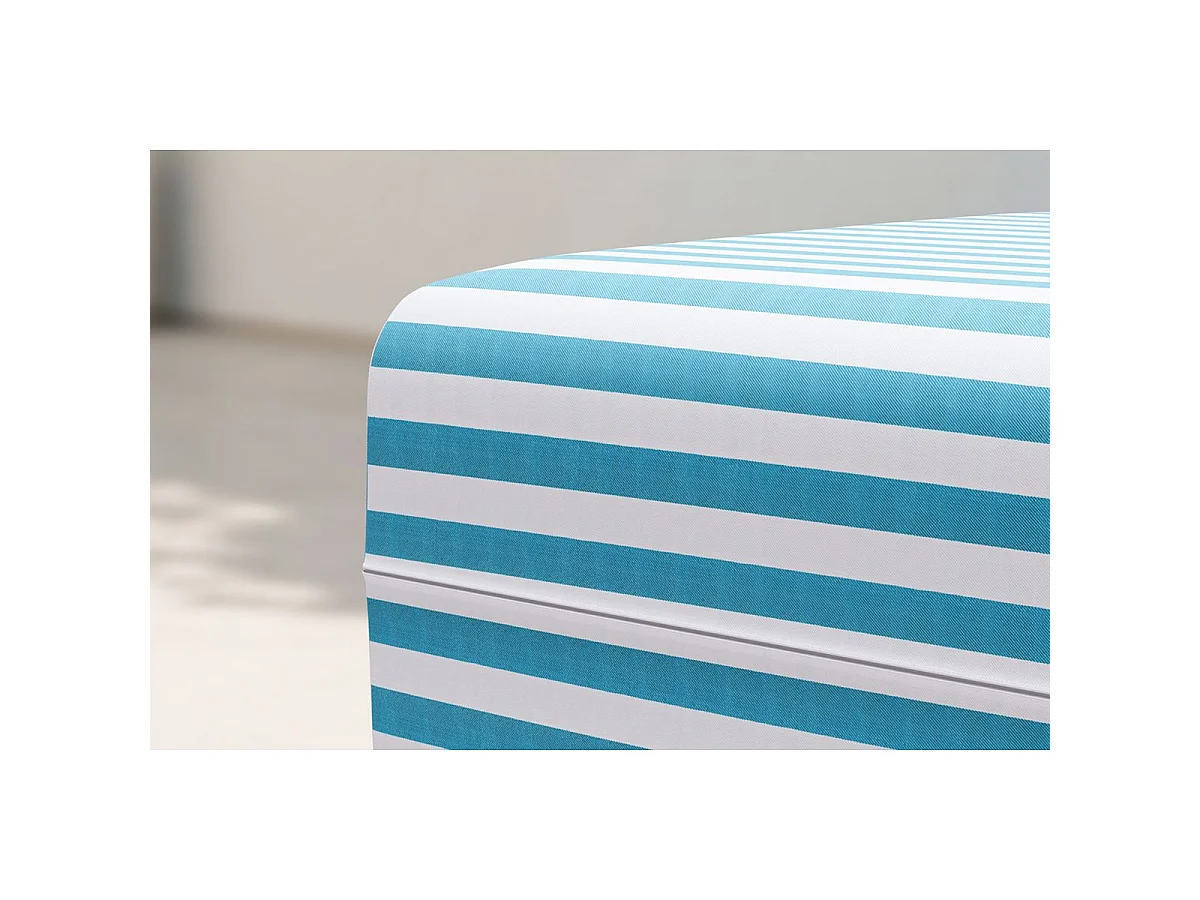 Pouf modulable - Tissu extérieur à rayures, blanc et bleu