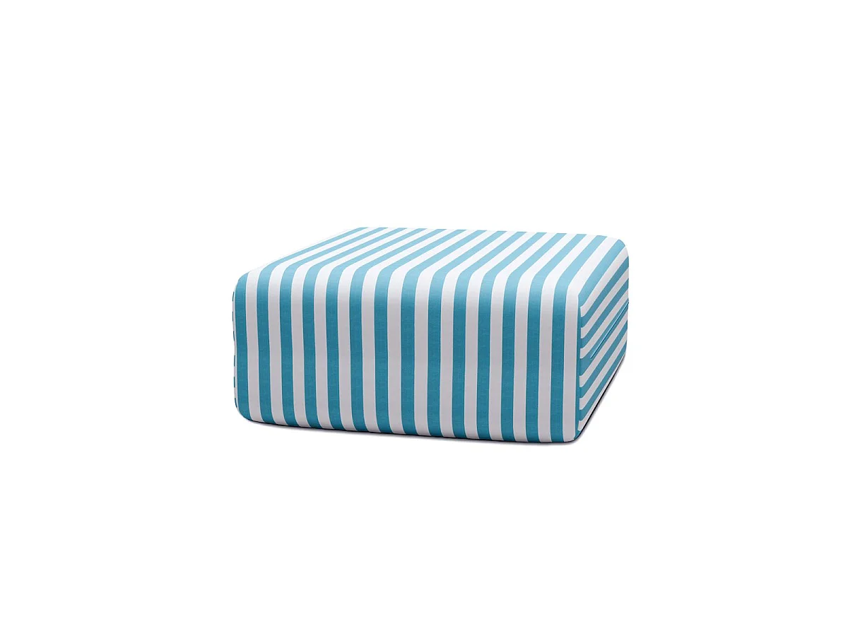 Pouf modulable - Tissu extérieur à rayures, blanc et bleu