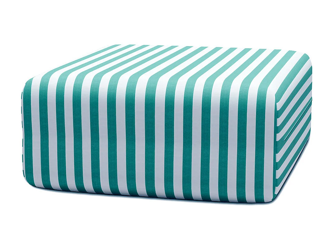 Pouf modulable - Tissu extérieur à rayures, blanc et bleu turquoise