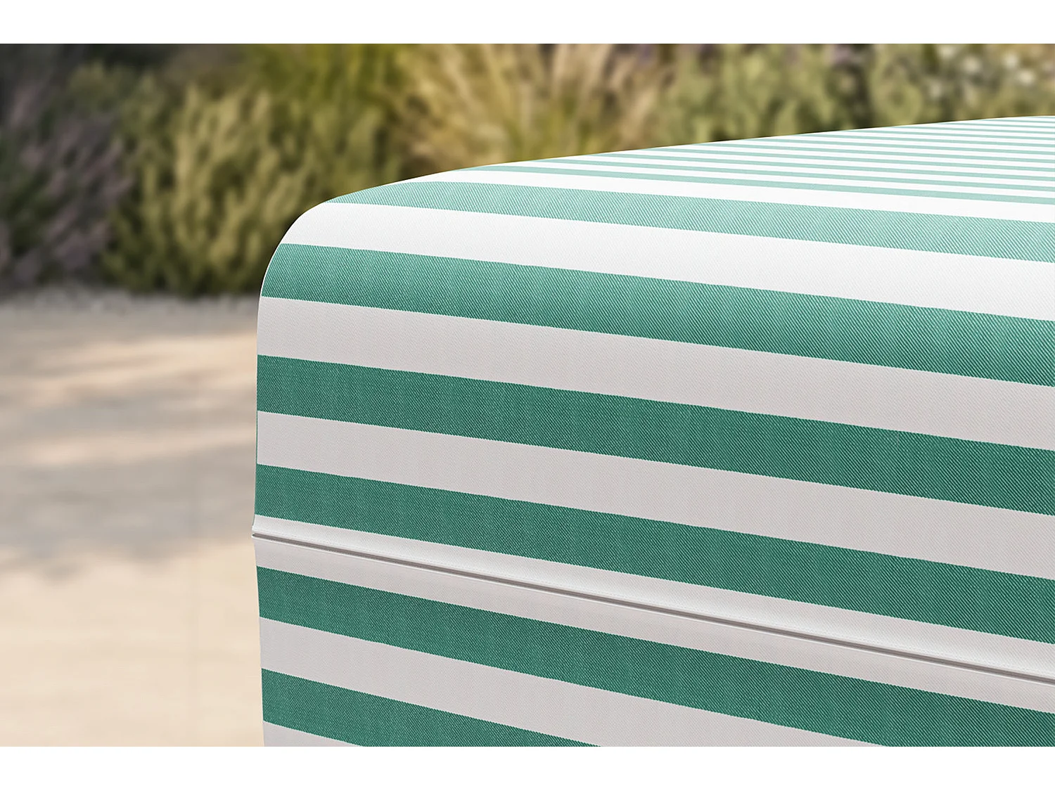 Pouf modulable - Tissu extérieur à rayures, blanc et bleu turquoise
