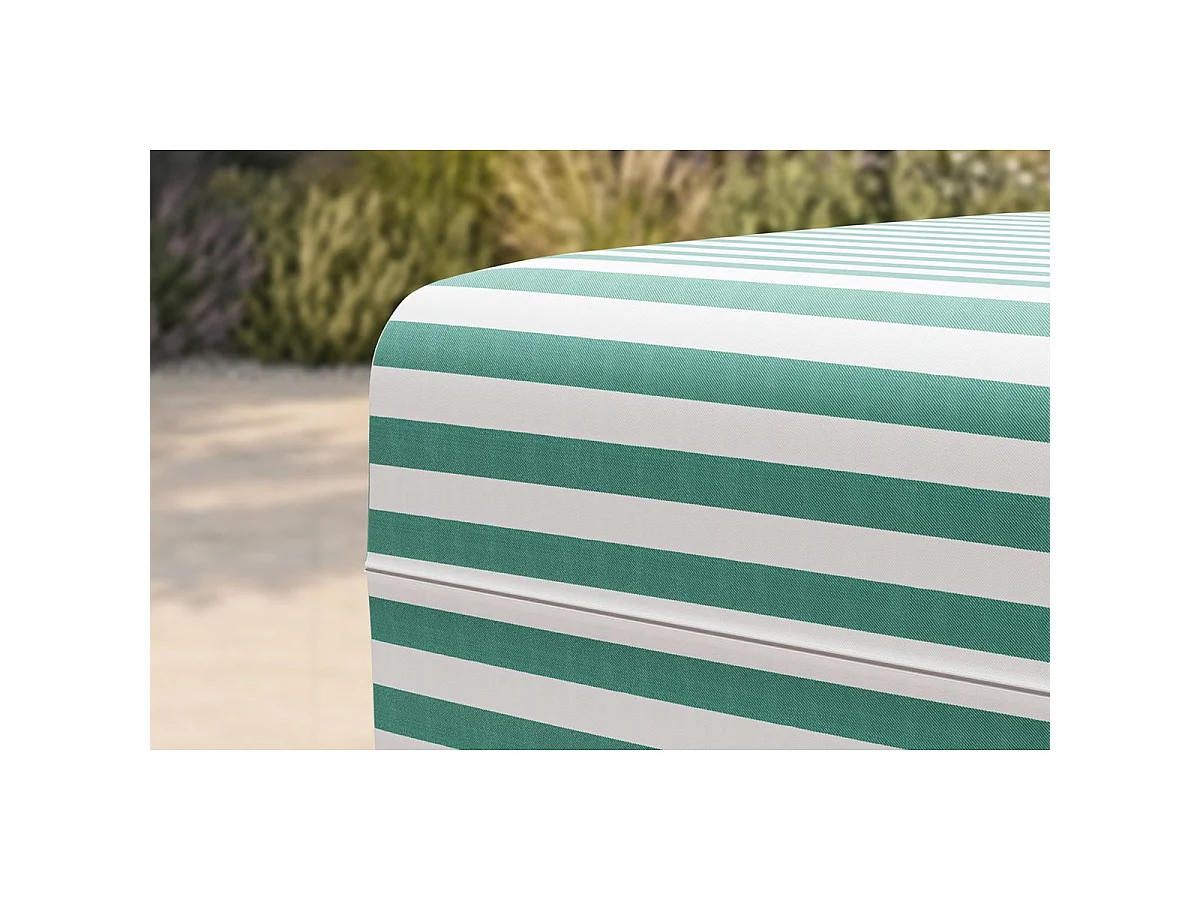 Pouf modulable - Tissu extérieur à rayures, blanc et bleu turquoise
