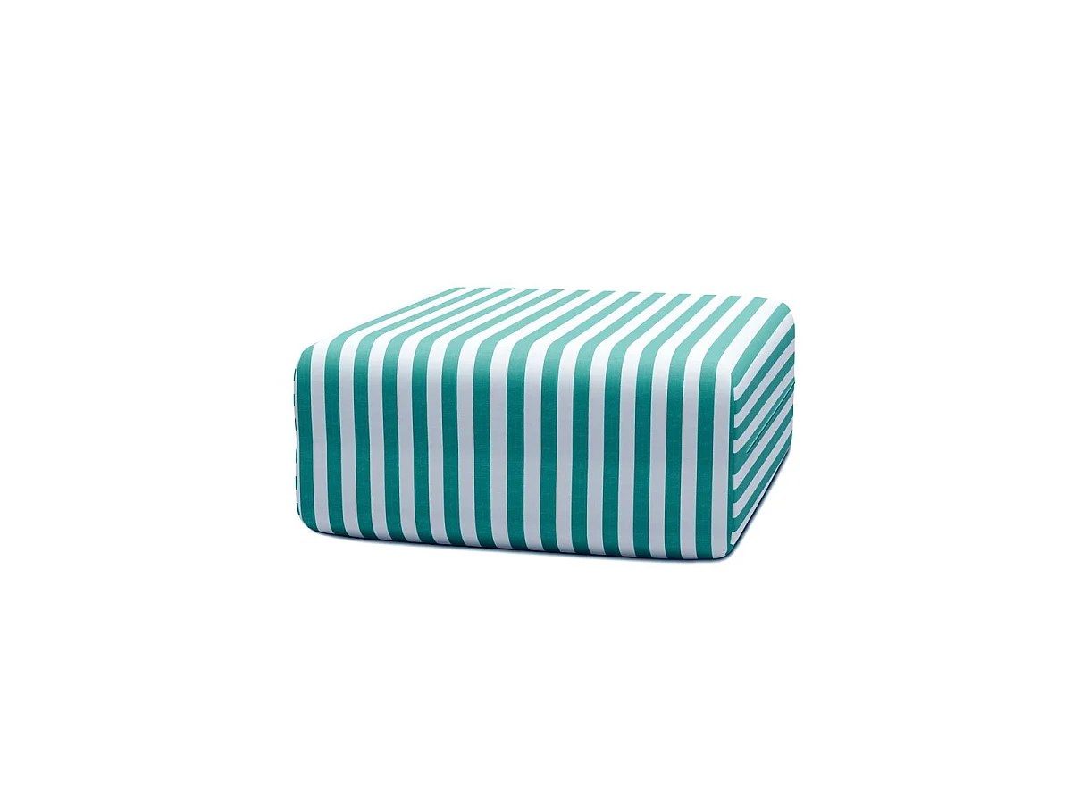 Pouf modulable - Tissu extérieur à rayures, blanc et bleu turquoise