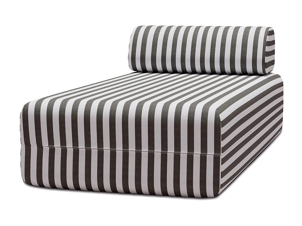 Méridienne modulable - Tissu extérieur à rayures, blanc et gris anthracite