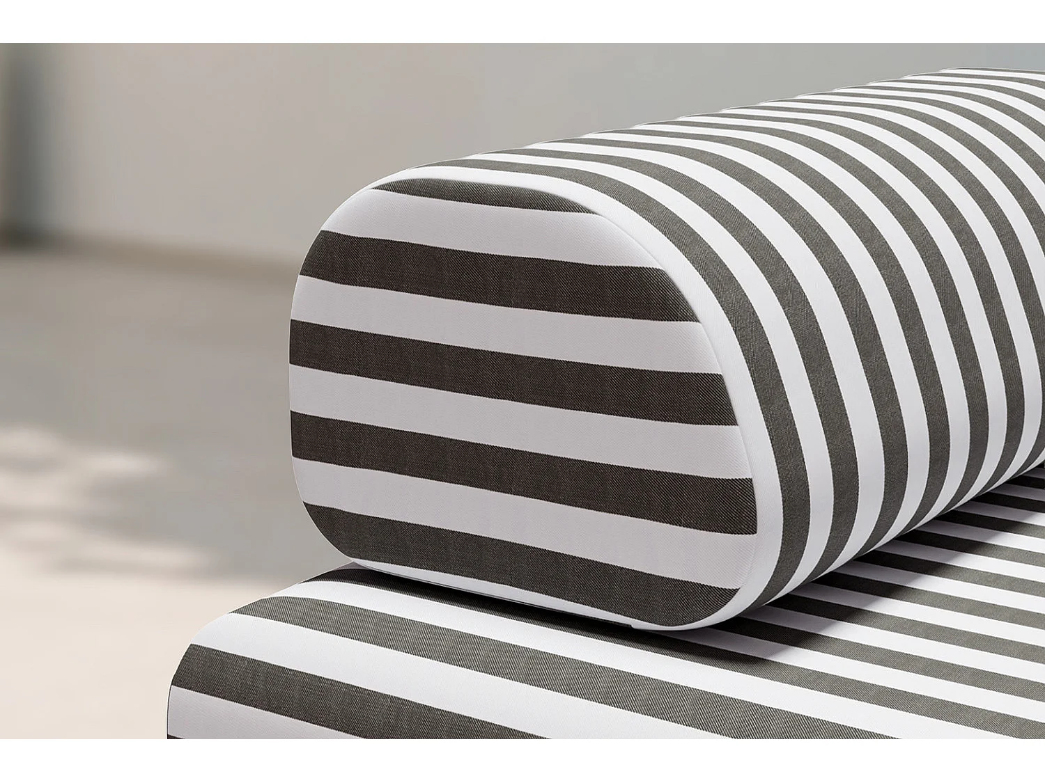 Méridienne modulable - Tissu extérieur à rayures, blanc et gris anthracite