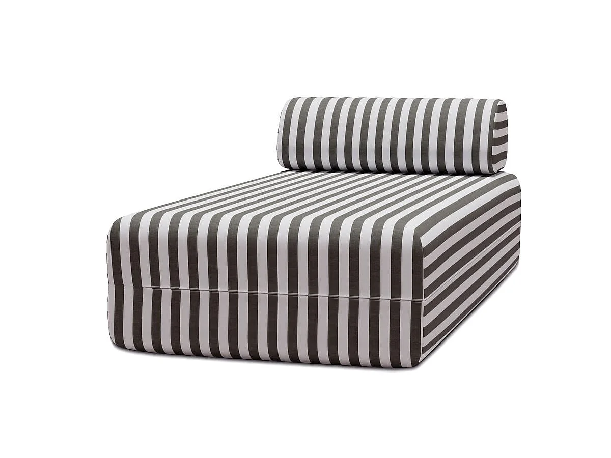 Méridienne modulable - Tissu extérieur à rayures, blanc et gris anthracite