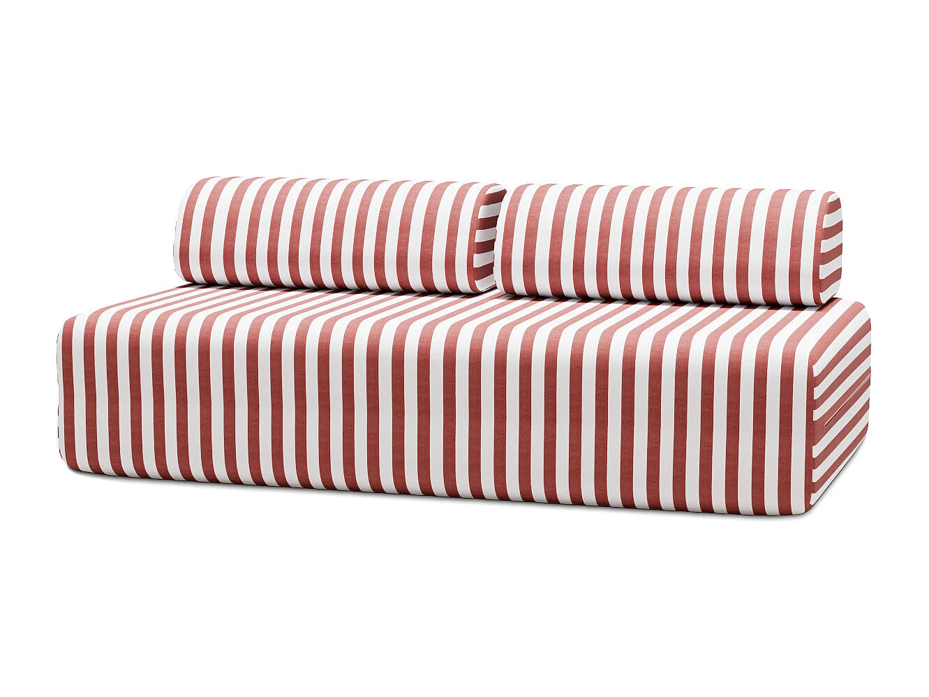 Canapé 3 places modulable - Tissu extérieur à rayures, blanc et rouge
