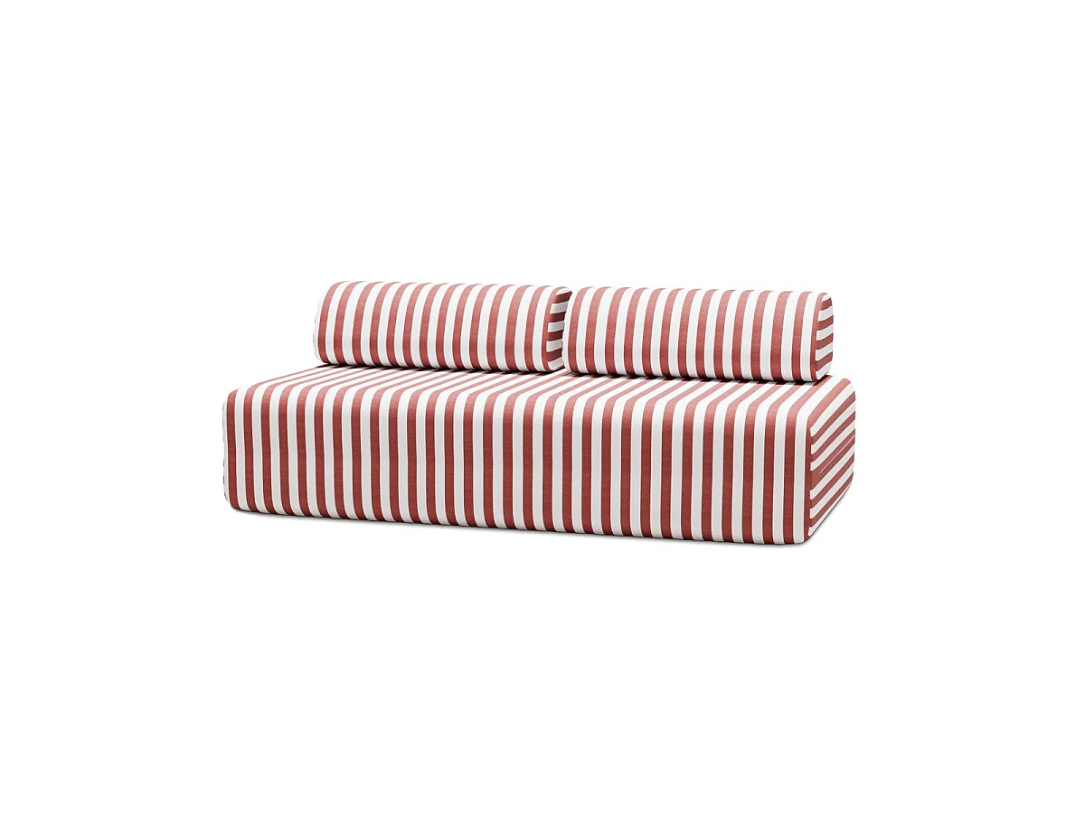 Canapé 3 places modulable - Tissu extérieur à rayures, blanc et rouge