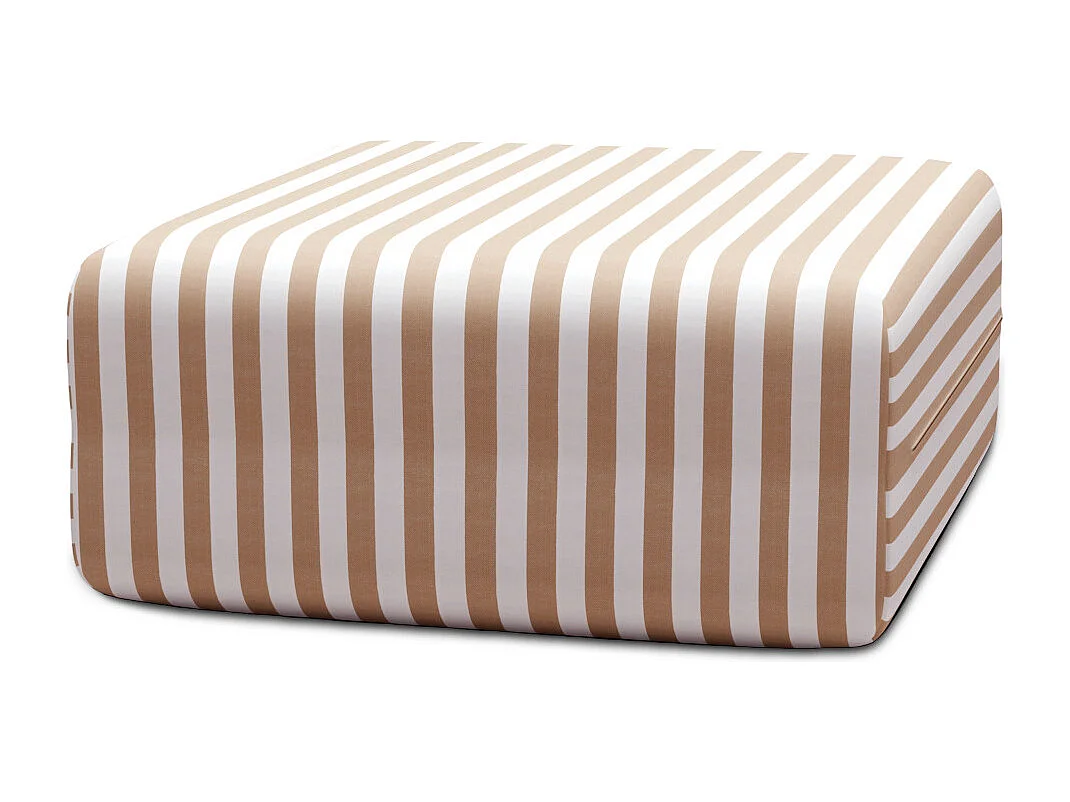 Pouf modulable - Tissu extérieur à rayures, blanc et marron