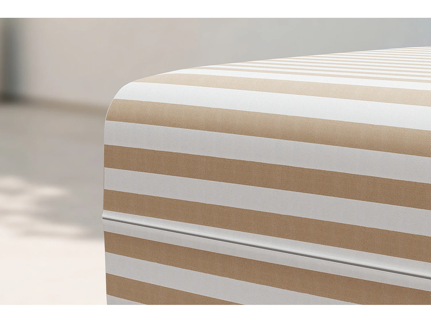 Pouf modulable - Tissu extérieur à rayures, blanc et marron