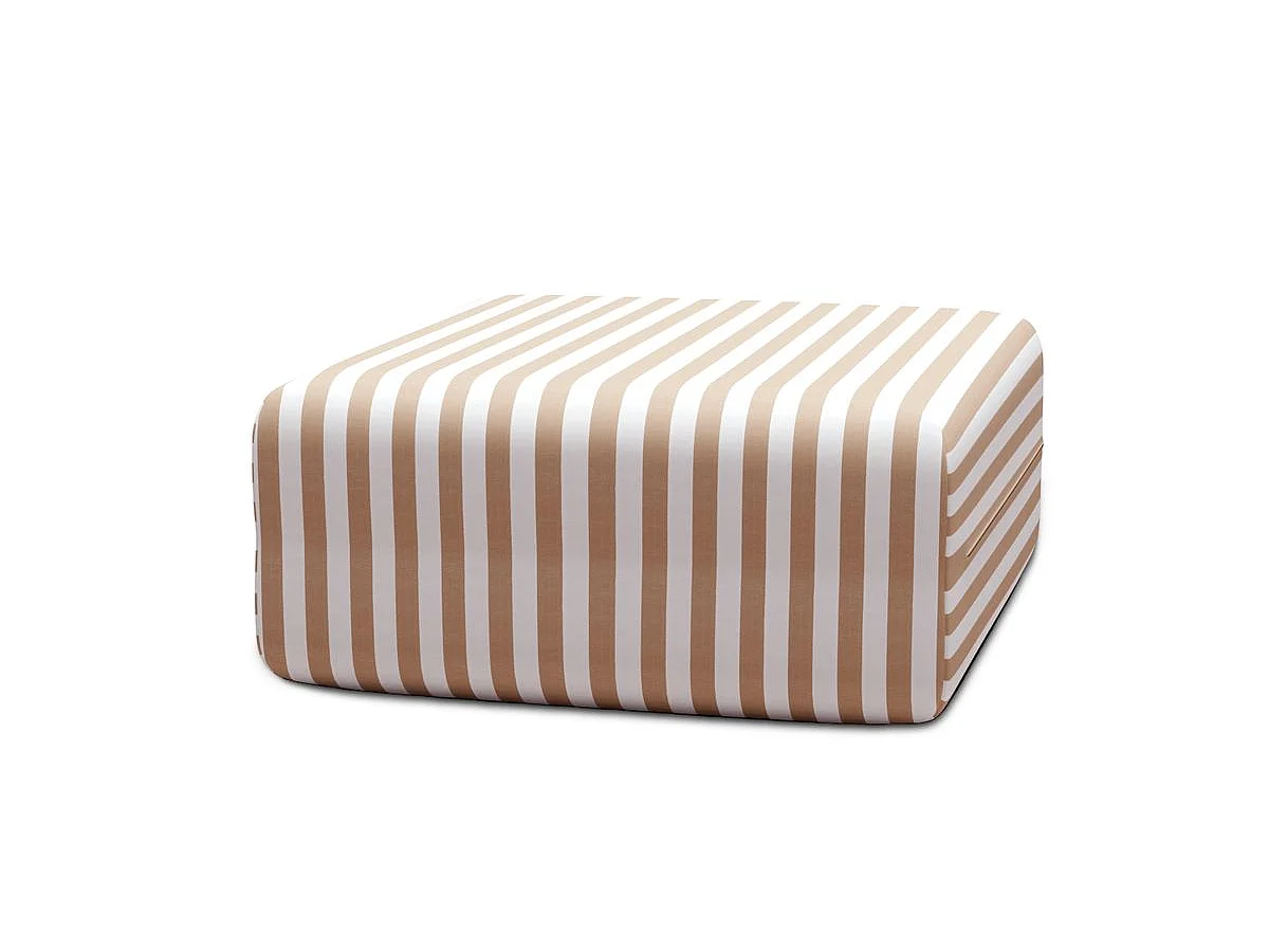 Pouf modulable - Tissu extérieur à rayures, blanc et marron