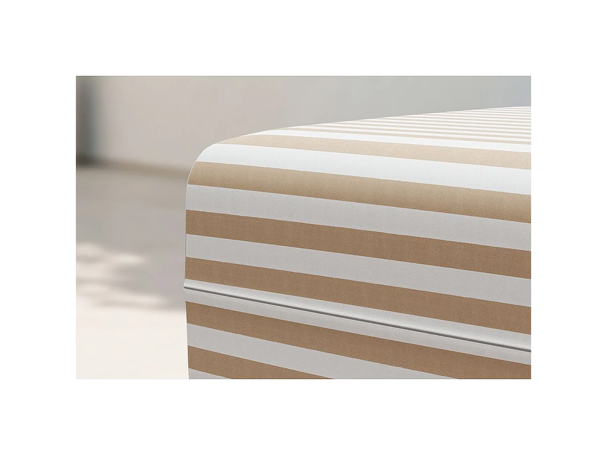 Pouf modulable - Tissu extérieur à rayures, blanc et marron