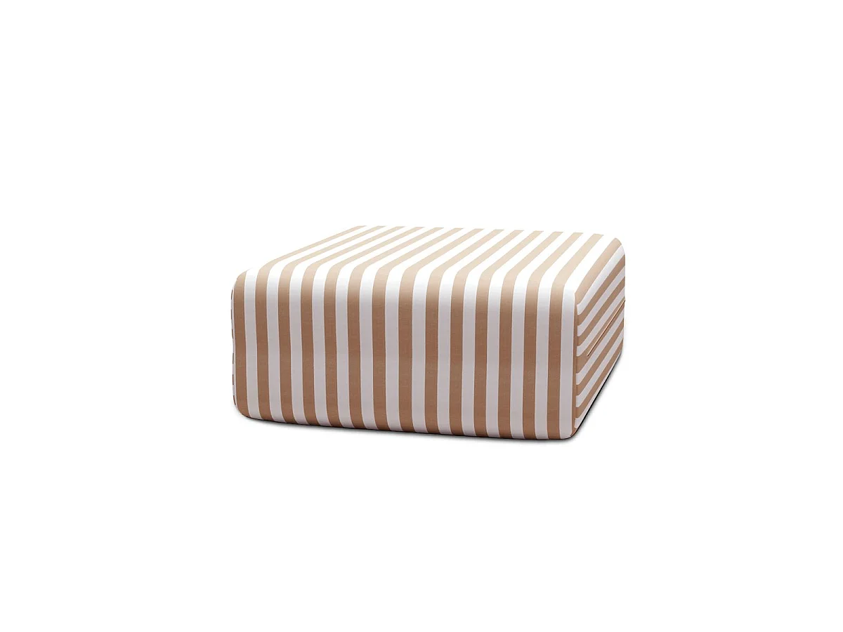 Pouf modulable - Tissu extérieur à rayures, blanc et marron