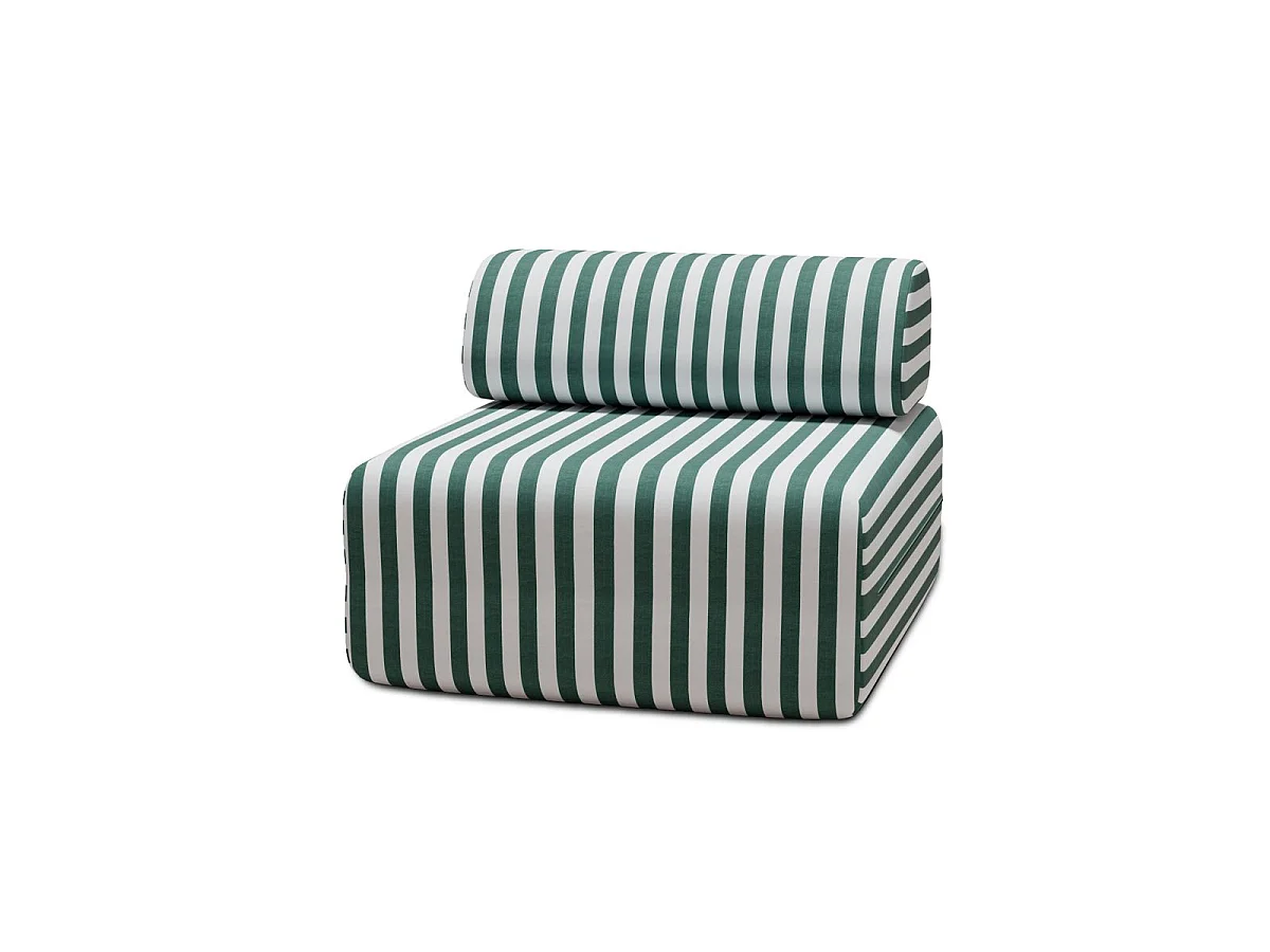 Gestreepte buitenfauteuil, wit en donkergroen