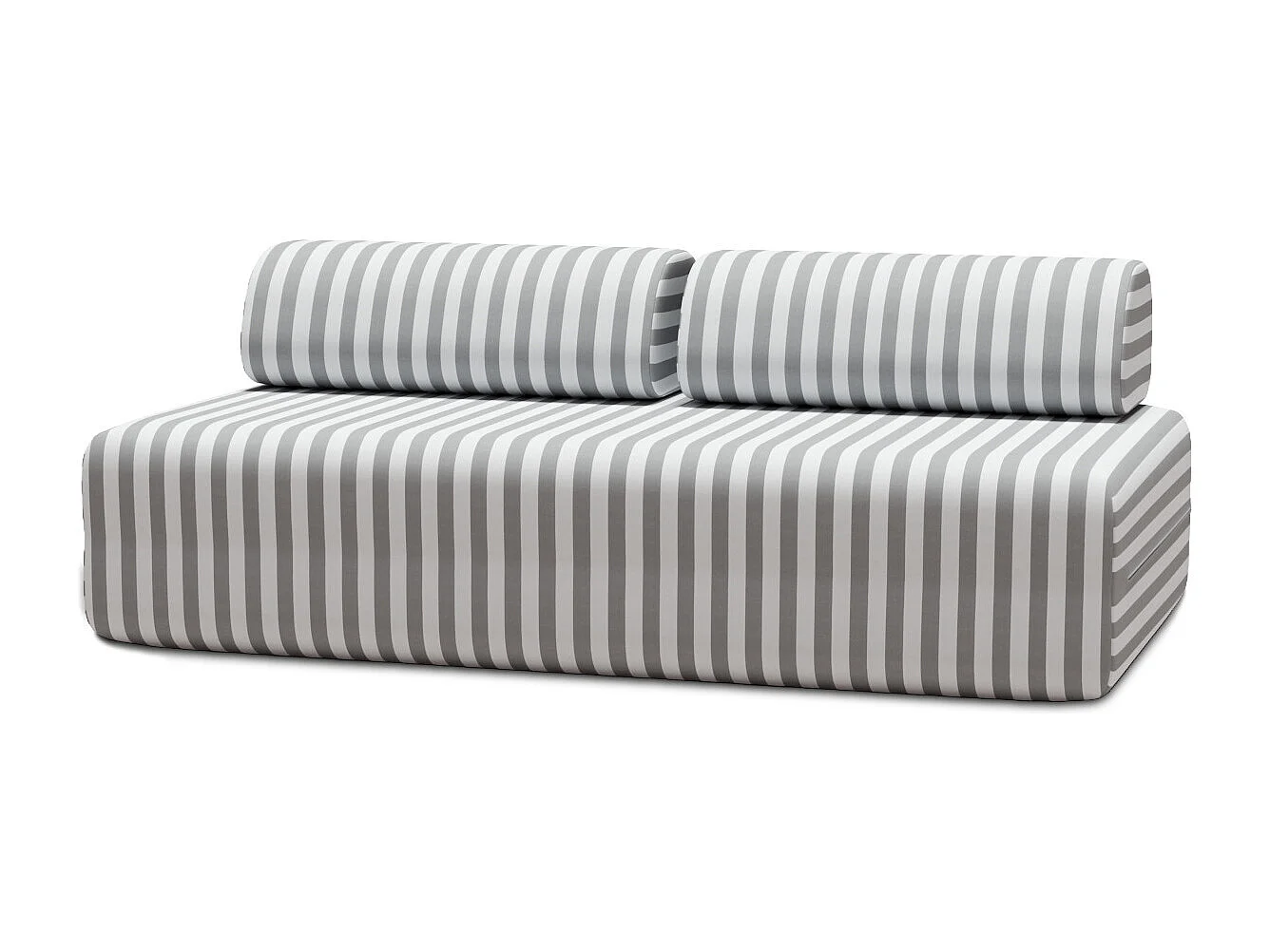 Canapé 3 places modulable - Tissu extérieur à rayures, blanc et gris