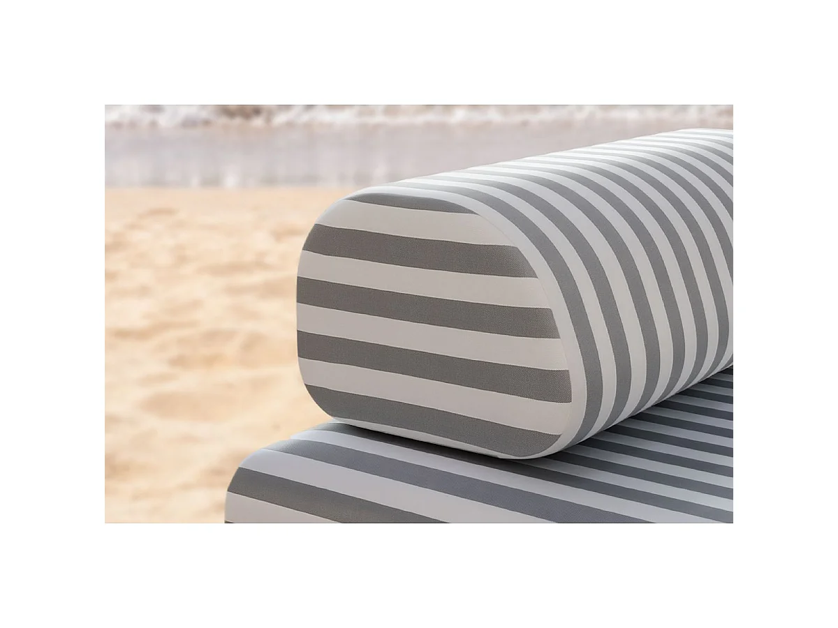 Canapé 3 places modulable - Tissu extérieur à rayures, blanc et gris