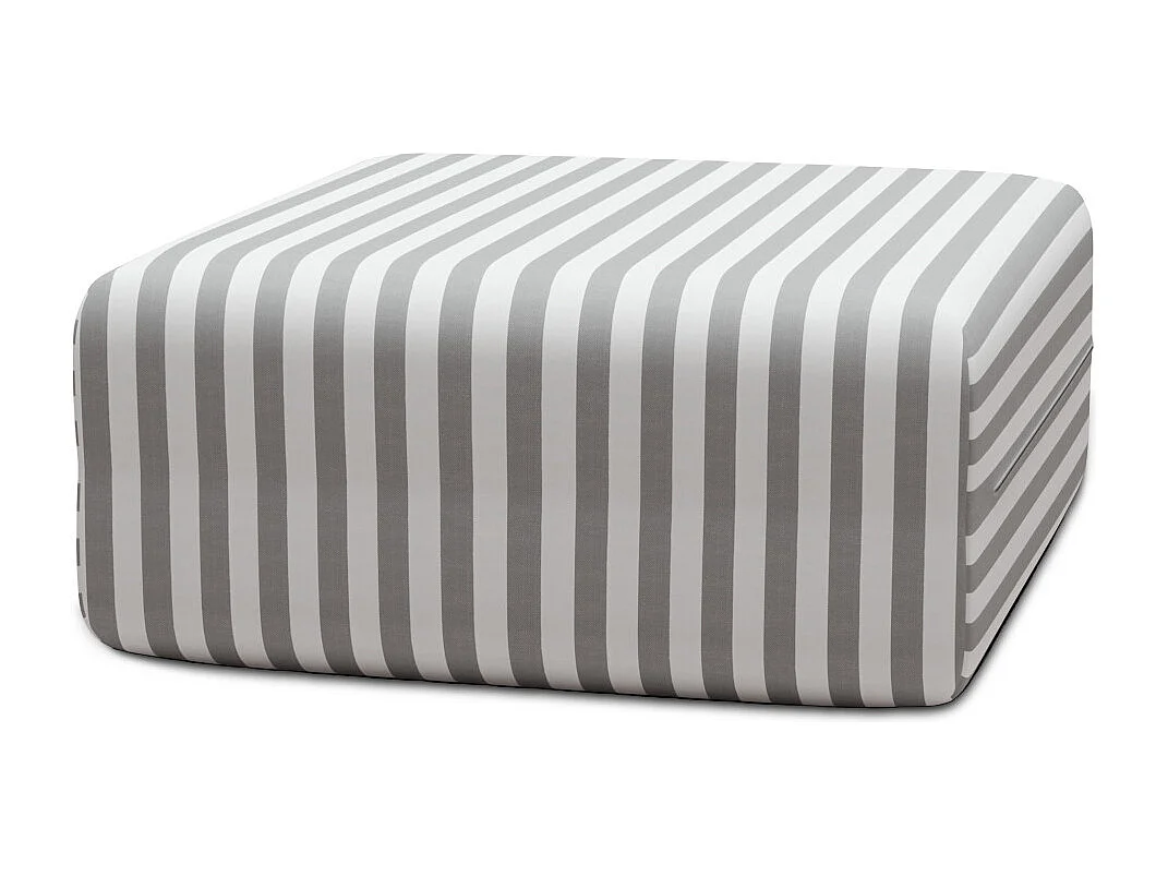 Pouf modulable - Tissu extérieur à rayures, blanc et gris
