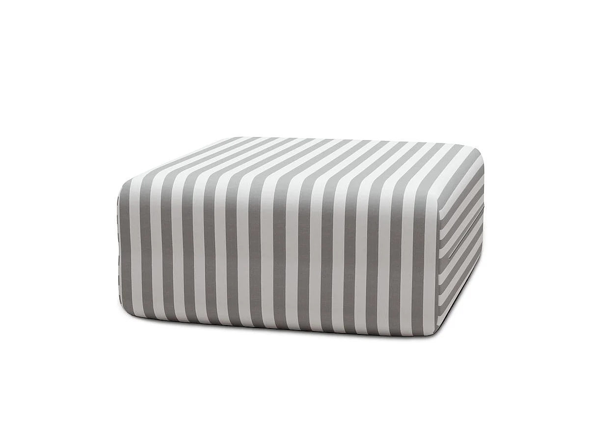 Pouf modulable - Tissu extérieur à rayures, blanc et gris