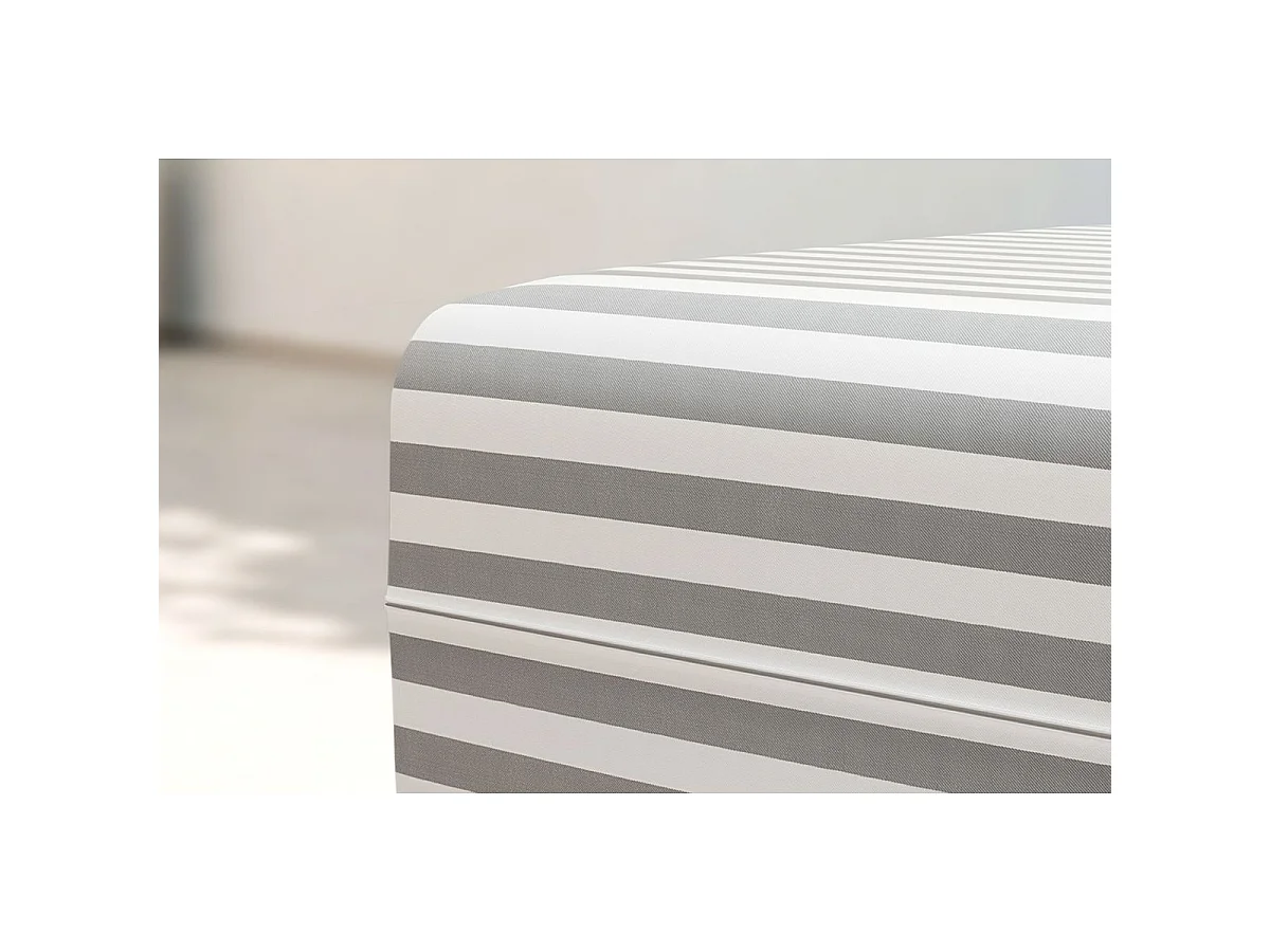 Pouf modulable - Tissu extérieur à rayures, blanc et gris