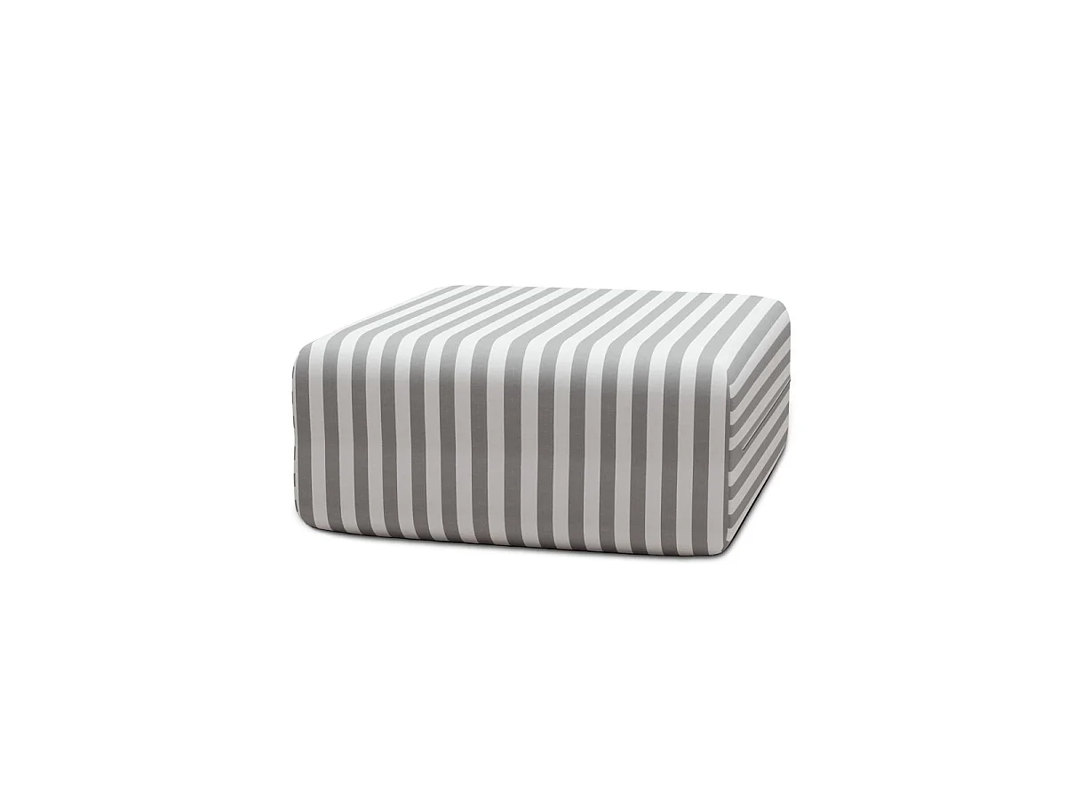 Pouf modulable - Tissu extérieur à rayures, blanc et gris