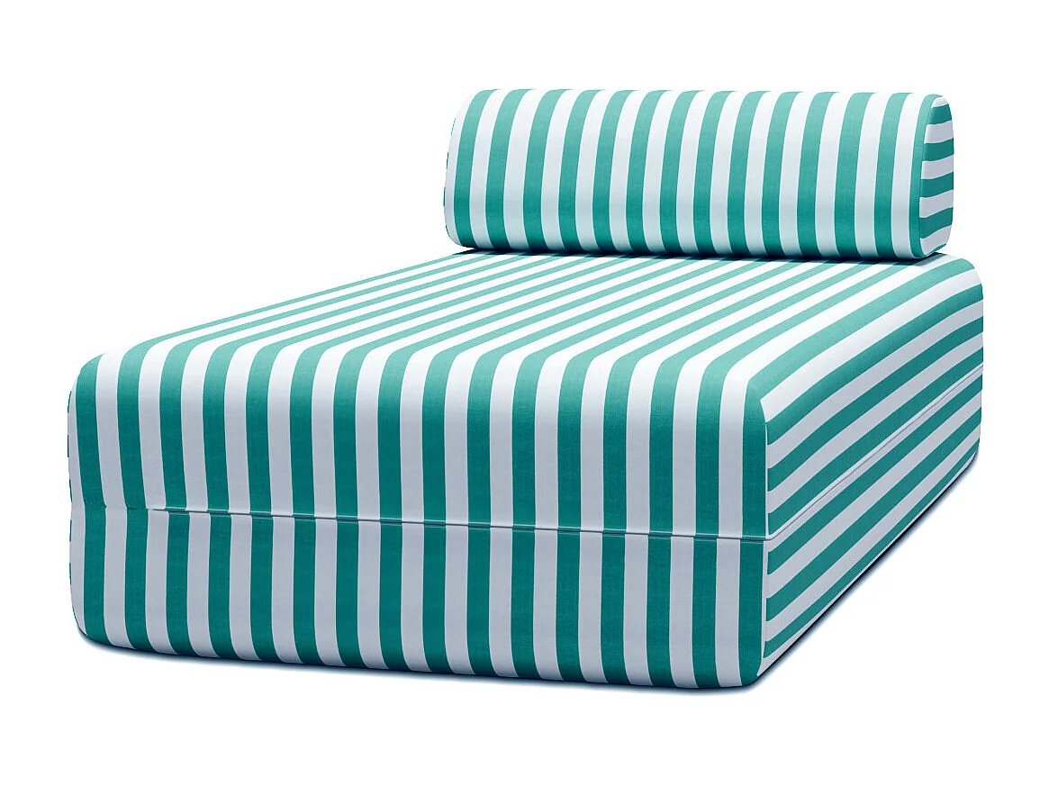 Méridienne modulable - Tissu extérieur à rayures, blanc et bleu turquoise